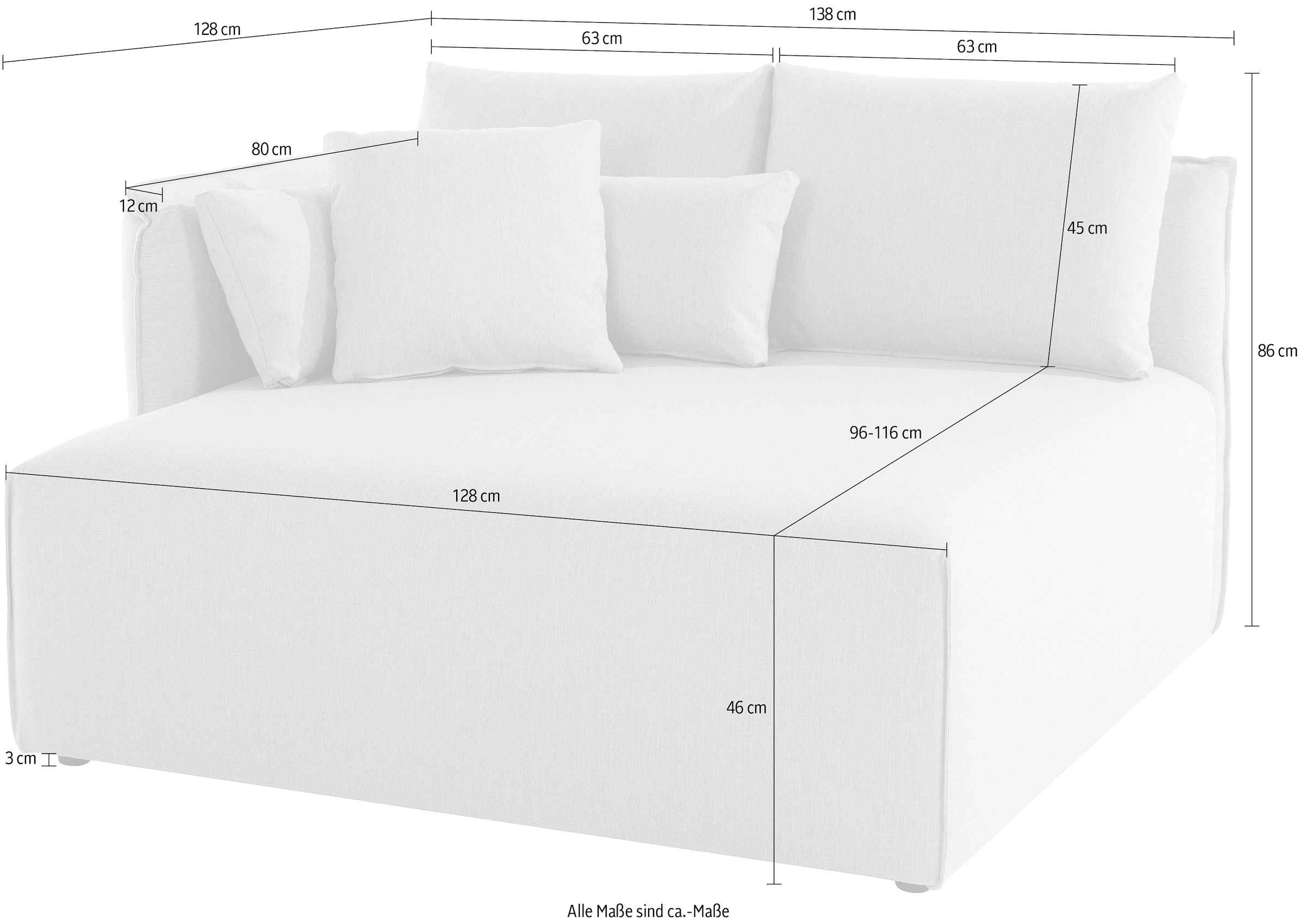 andas Ottomane »Nöre«, kurzes Lounge-Modul - zum Zusammenstellen, Breite 138 cm, Tiefe 128 cm