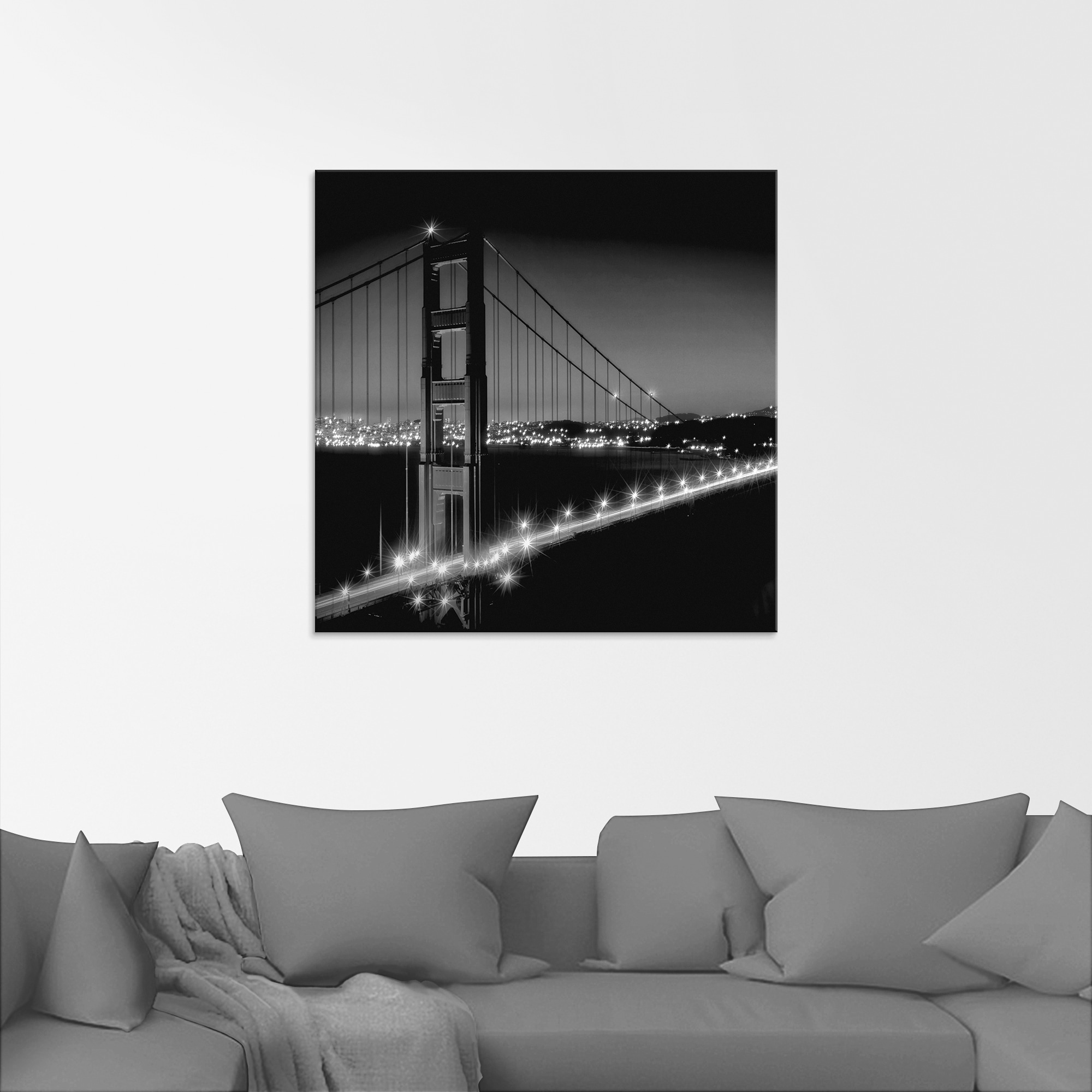 Artland Glasbild »Golden Gate Bridge am Abend I«, Amerika, (1 St.), in verschiedenen Größen