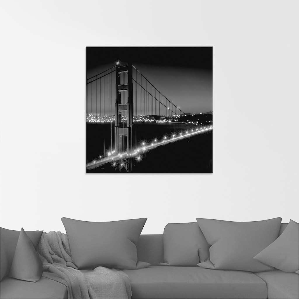 Artland Glasbild »Golden Gate Bridge am Abend I«, Amerika, (1 St.), in verschiedenen Größen