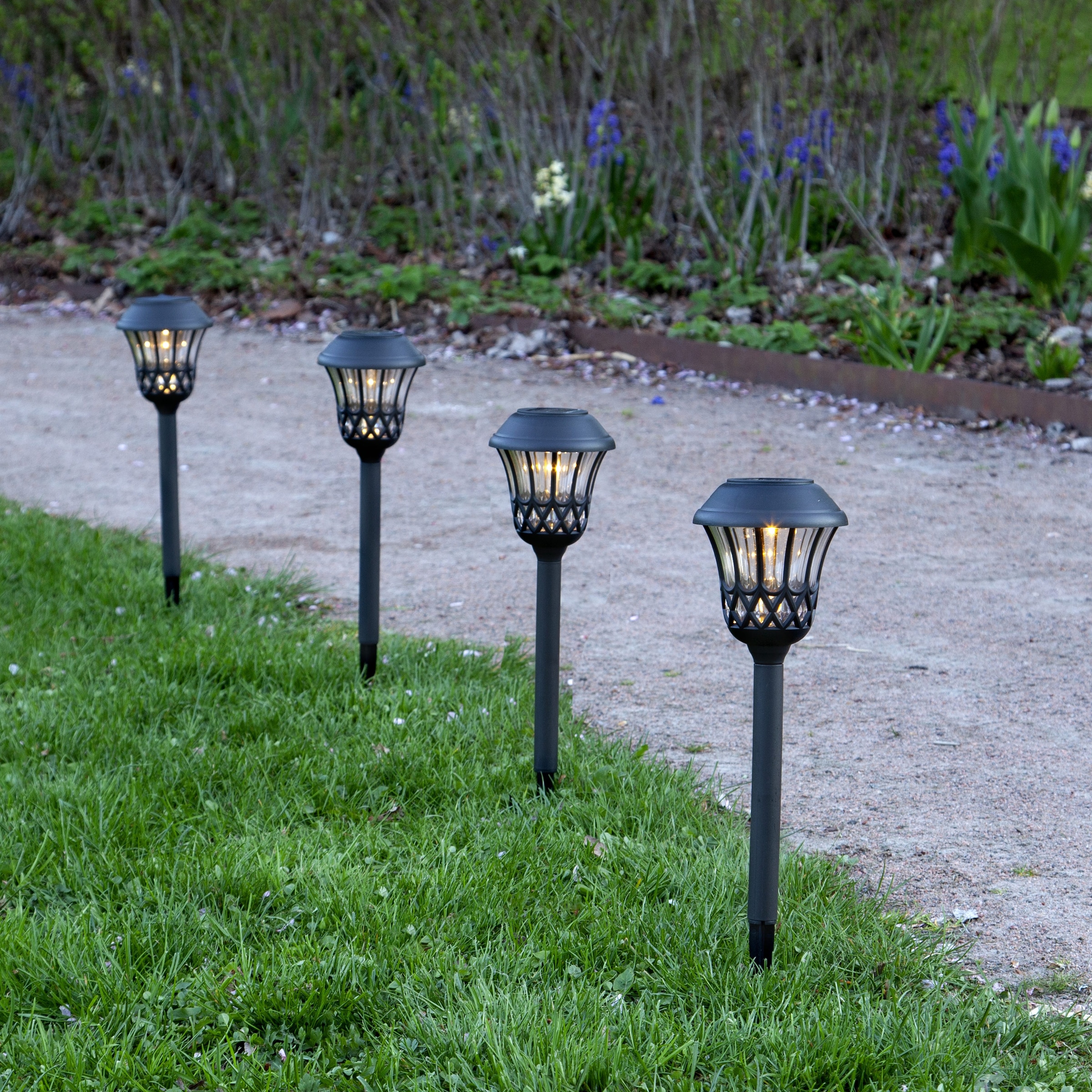 Parforce Traditional Hunting LED Solarleuchte »Solar-Wegleuchte Lace« LED-Board 4 Stk. Warmweiß 4er-Set Solar-Wegeleuchten, dekoratives Muster, Dämmerungssensor