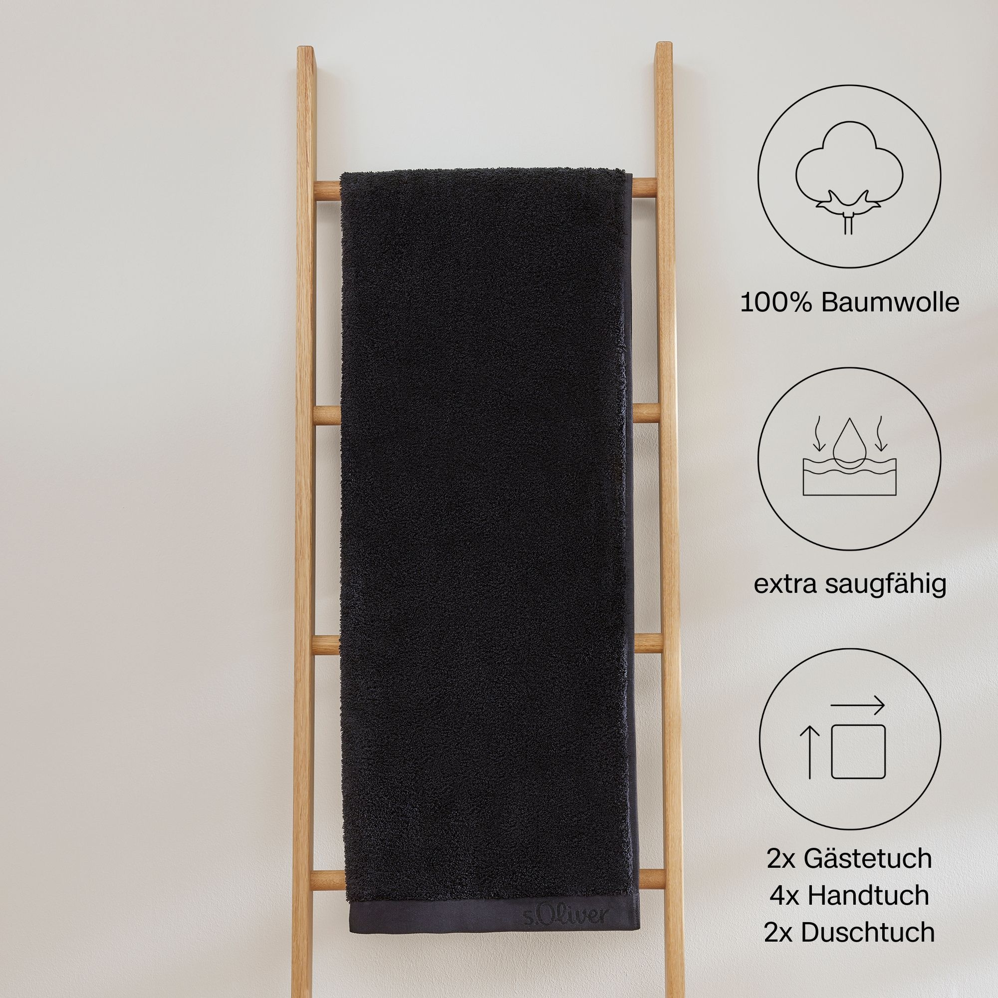 s.Oliver Handtuch Set »s.Oliver, Premium Qualität, 600 gr/m²« Set 8 Stk. Walkfrottier 2 Gästetücher 30x50, 4 Handtücher 50x100, 2 Duschtücher 70x140
