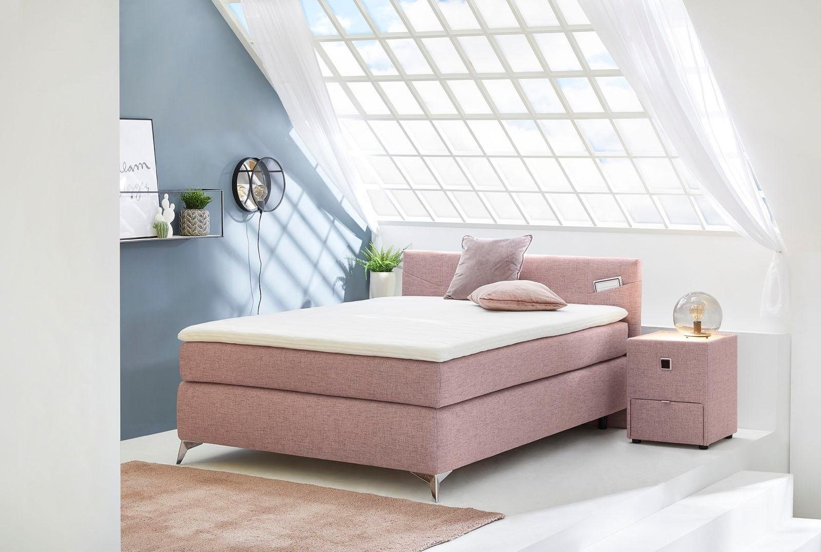 Jockenhöfer Gruppe Boxspringbett »Nora erhältlich in den Größen 100,120 & 140cm«, mit Topper und höhenvariablem Kopfteil