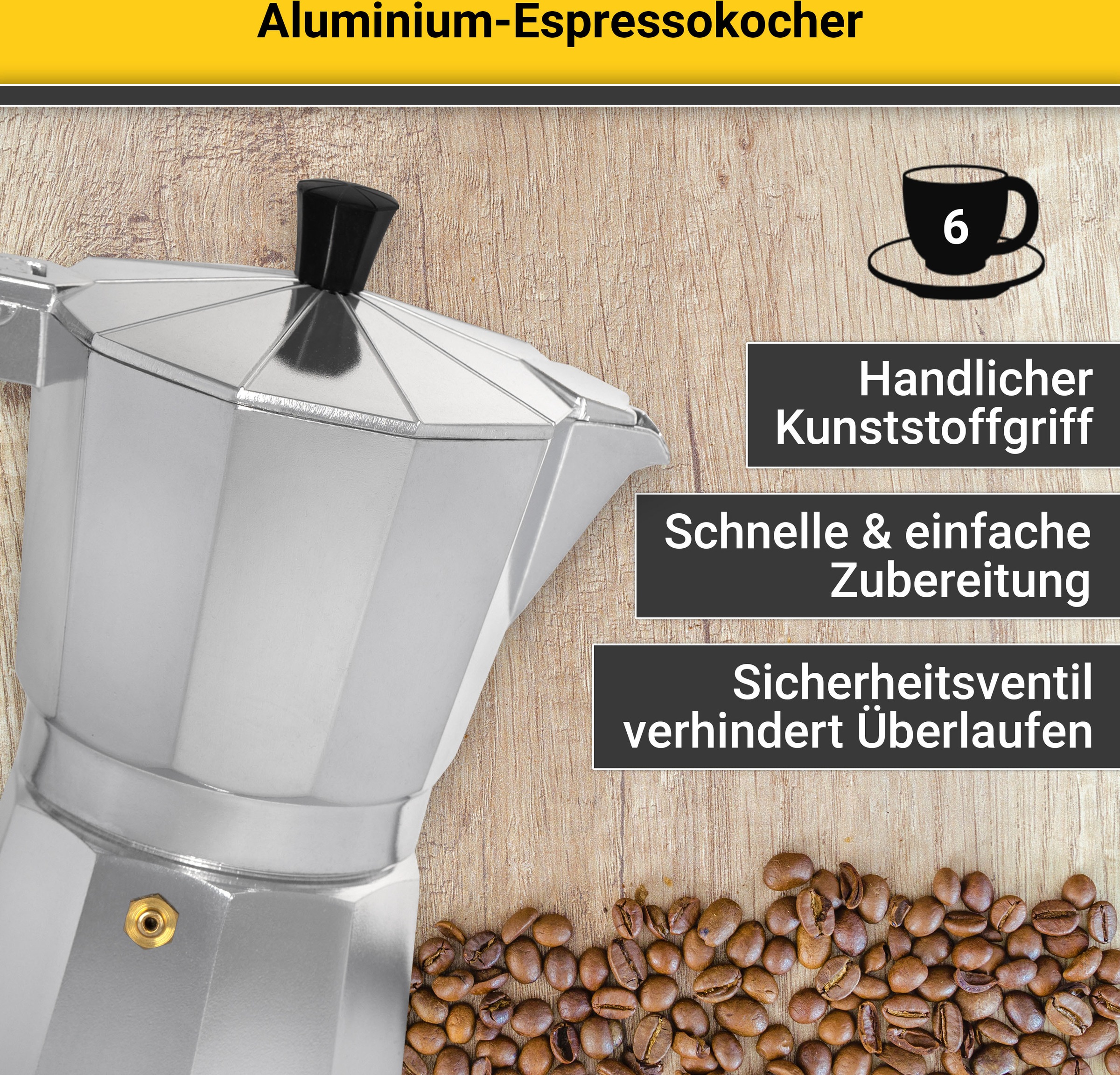 Krüger Espressokocher »Italiano«, 0,35 l Kaffeekanne, traditionell italieni günstig online kaufen