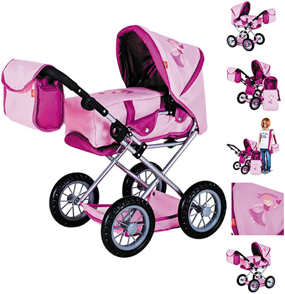 Kombi-Puppenwagen »Ruby, princess pink«, mit Wickeltasche