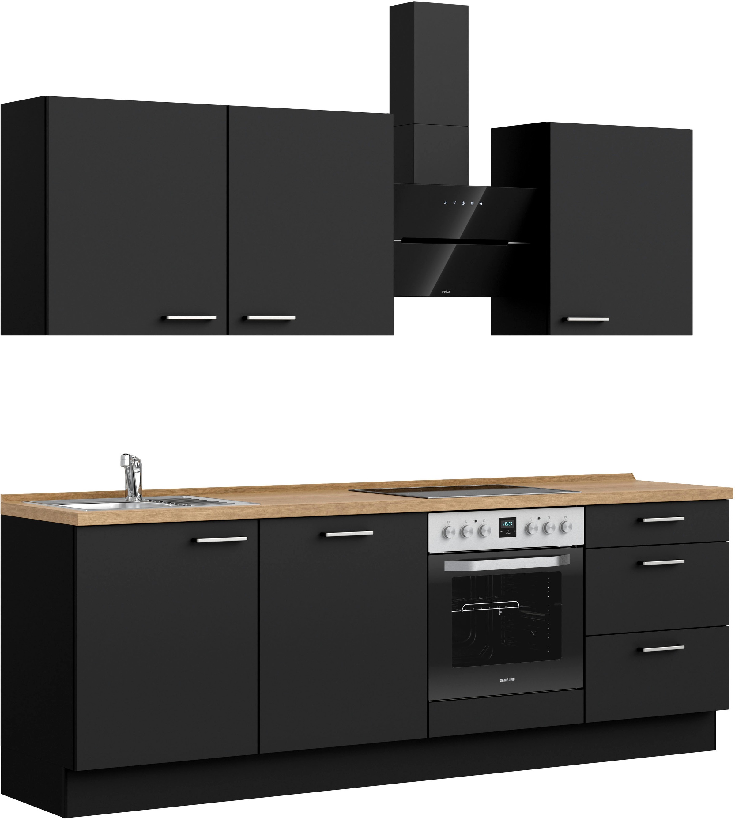 nobilia® Küchenzeile »"Touch II"«, vormontiert, Ausrichtung wählbar, Breite 240 cm, wahlw. mit E-Geräten
