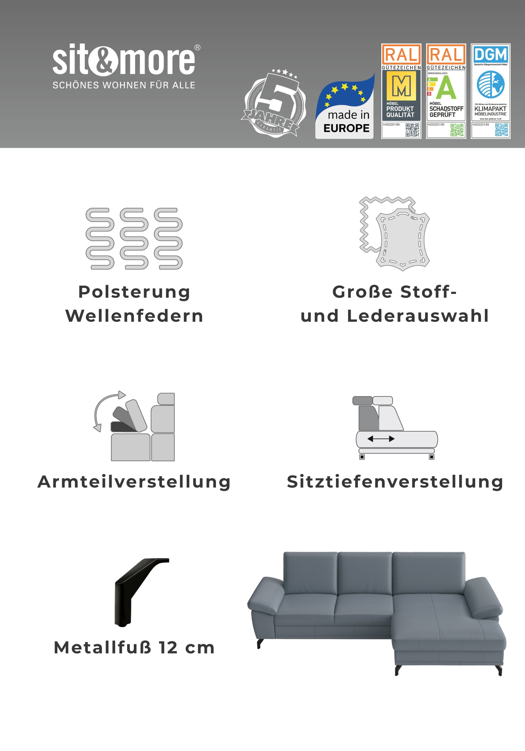 sit&more Polsterhocker »Chelsea, B: 103 cm, Leder« mit praktischen Stauraum