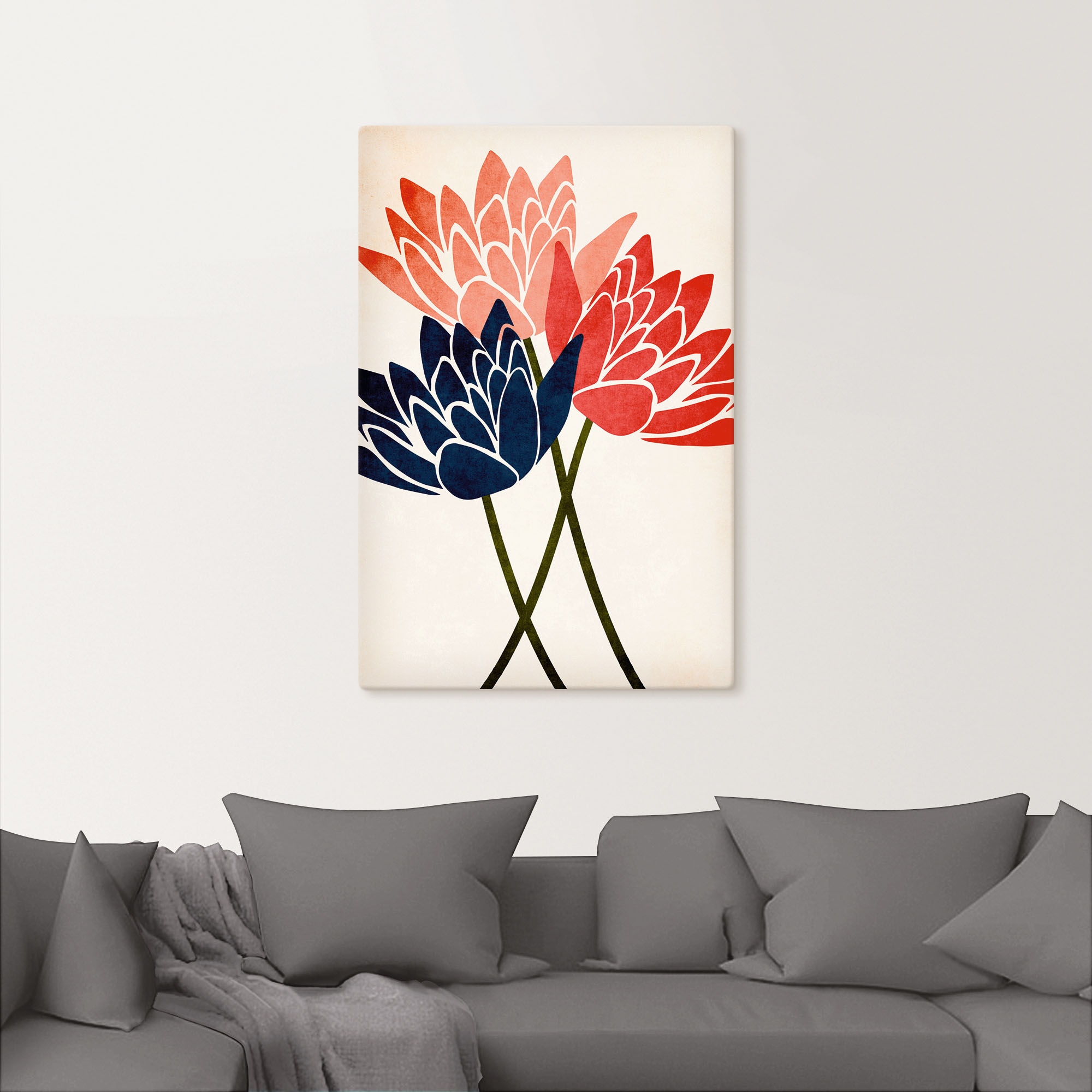 Artland Leinwandbild »Drei Blüten«, Blumenbilder, (1 St.), auf Keilrahmen gespannt