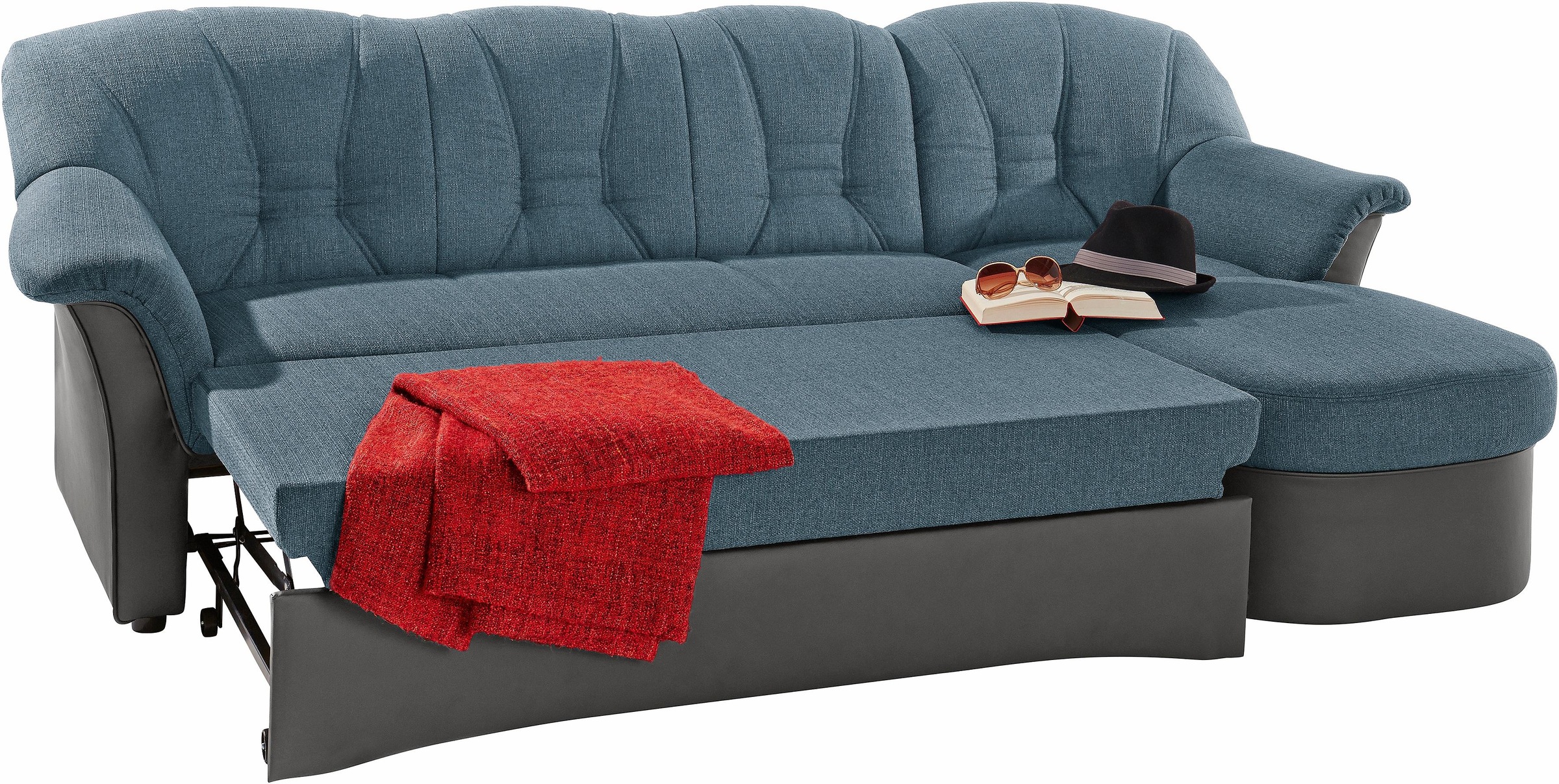 DOMO collection Ecksofa »Elva, zeitlose Formensprache, elegante Rückensteppung, L-Form«, wahlweise mit Bettfunktion und Federkern
