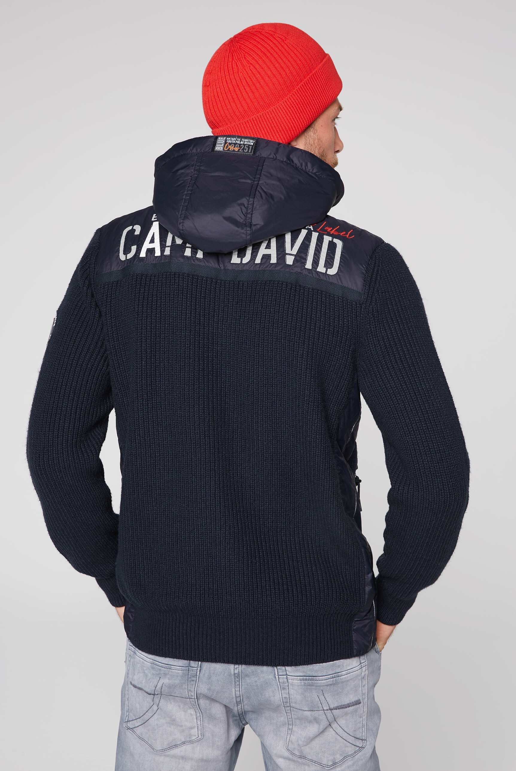 CAMP DAVID Kapuzenstrickjacke, mit abnehmbarer Kapuze