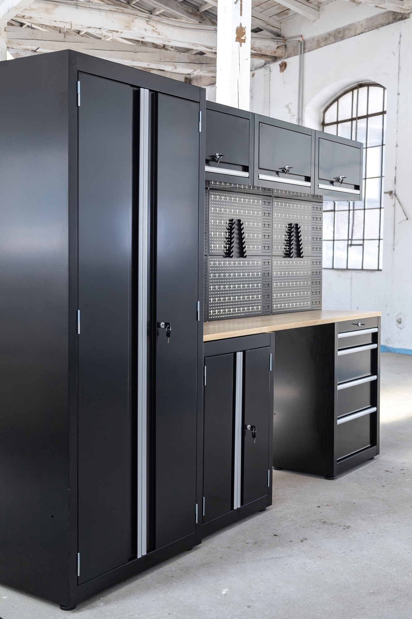 ONDIS24 Werkstatt-Set »Männerküche 260cm, Schwarz« 8 tlg. tlg.