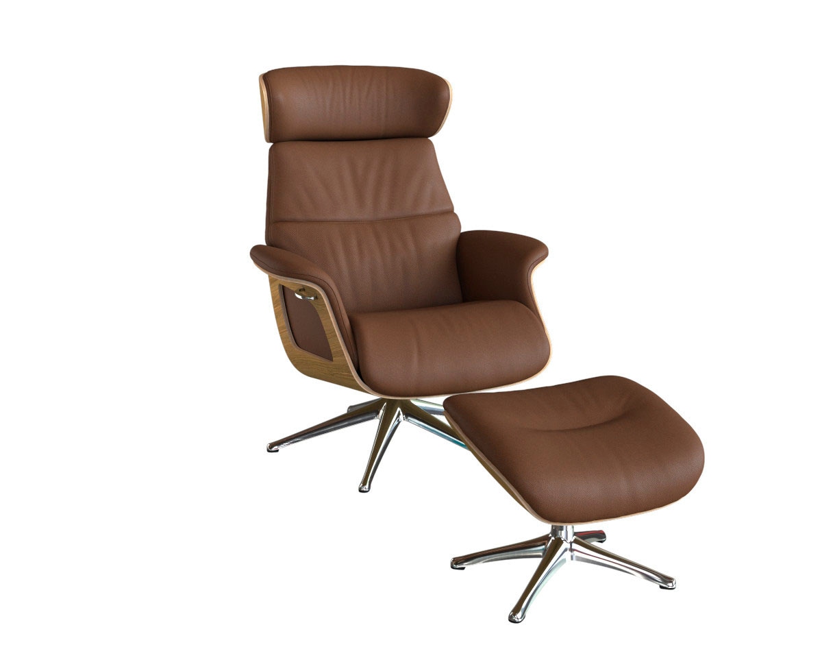 FLEXLUX Relaxsessel »Clement Relaxstuhl, Polstersessel, Liegesessel, TV-Sessel,«, Rücken- & Kopfteilverstellung, Drehbar, Armlehne Eiche, Fuß Alu