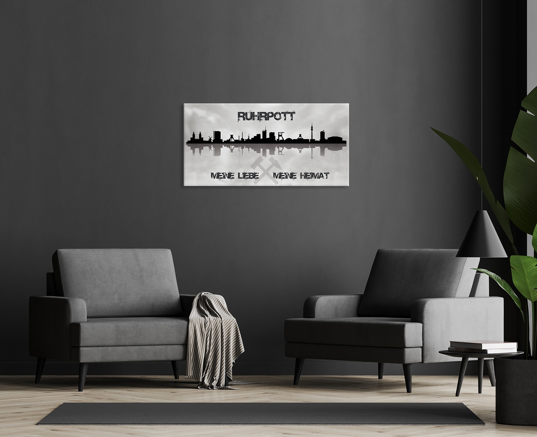 Bönninghoff Leinwandbild »Wandbild RUHRGEBIET 50x100 cm – Leinwandbild Keilrahmen Deko modern« Skyline | Sprüche & Texte | Stadt 1 Stk. tlg. auf Keilrahmen gespannt