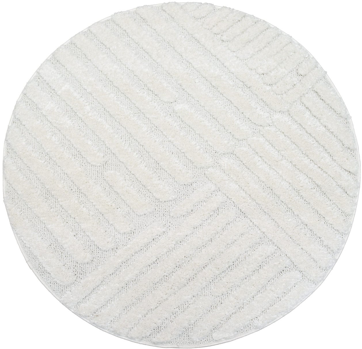 Carpet City Hochflor-Teppich »FOCUS749«, rund, 20 mm Höhe, Boho-Teppich, Hochtief-Muster/ 3D-Effekt, für Wohnzimmer, Schlafzimmer