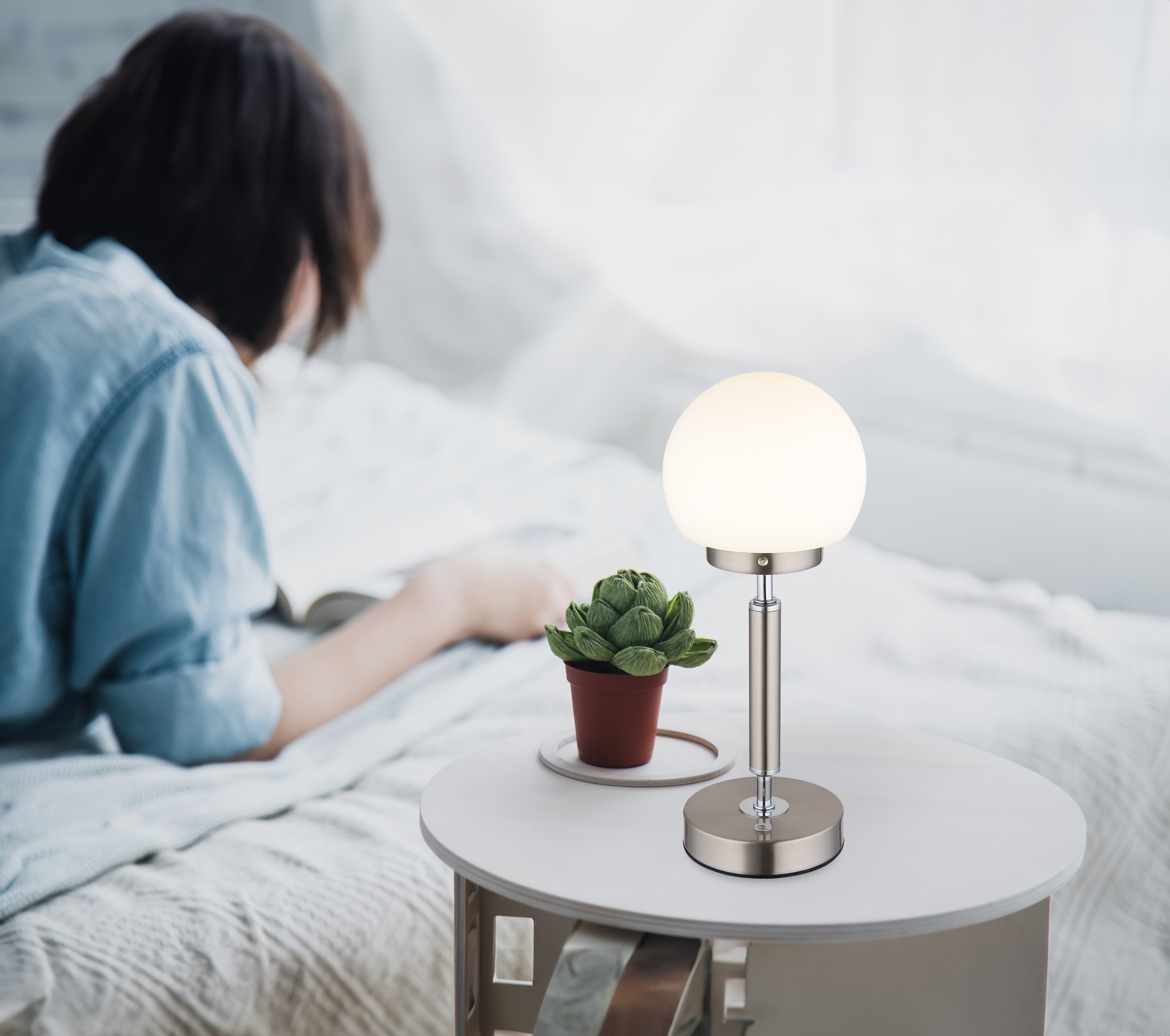 GLOBO LIGHTING Tischleuchte »HAKU« LED-Modul 1 Stk. warmweiß - kaltweiß Tischlampe Nachttischlampe Deko-Tischleuchte Schlafzimmer