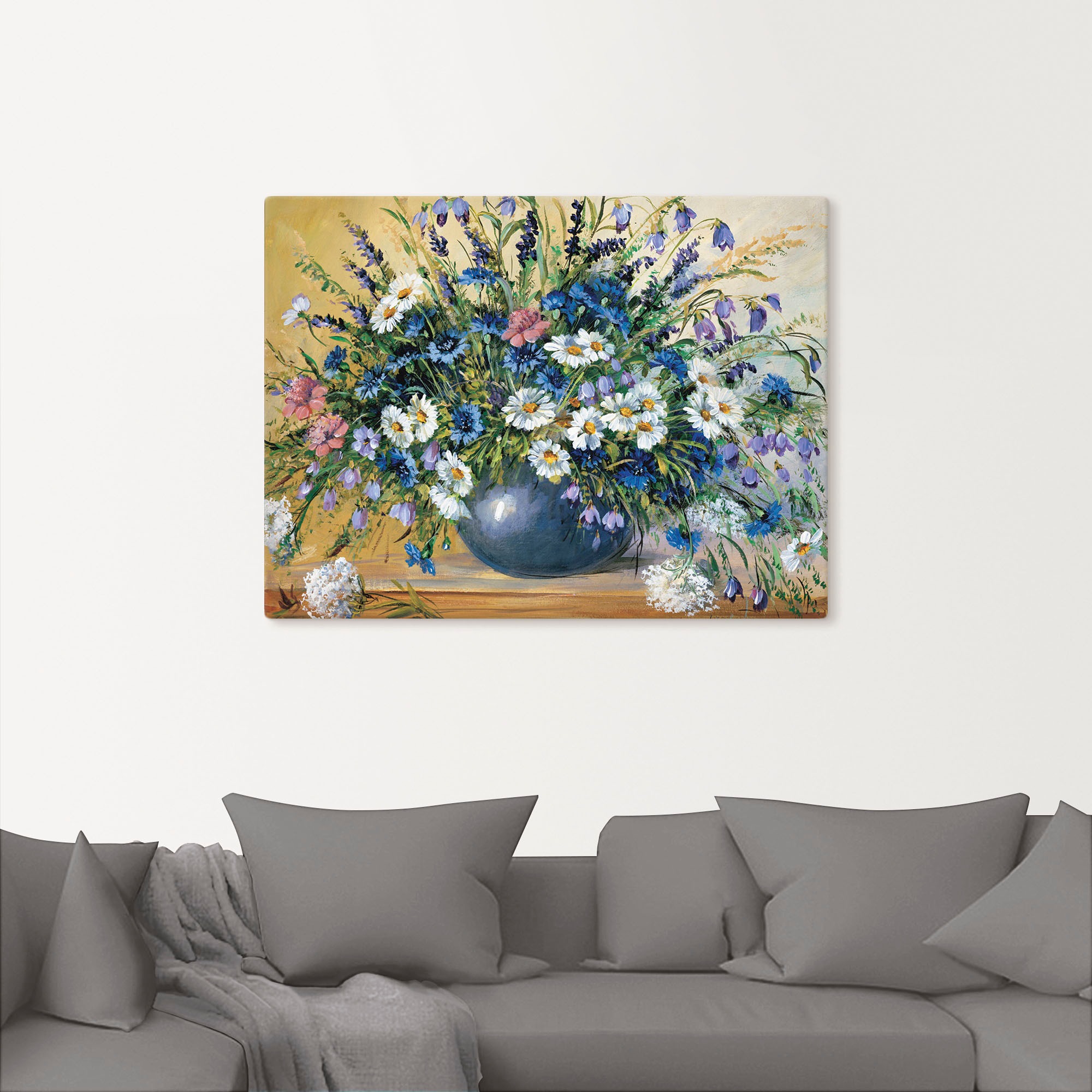 Artland Wandbild »Vase mit Kornblumen« Blumen 1 Stk. tlg. als Leinwandbild, günstig online kaufen
