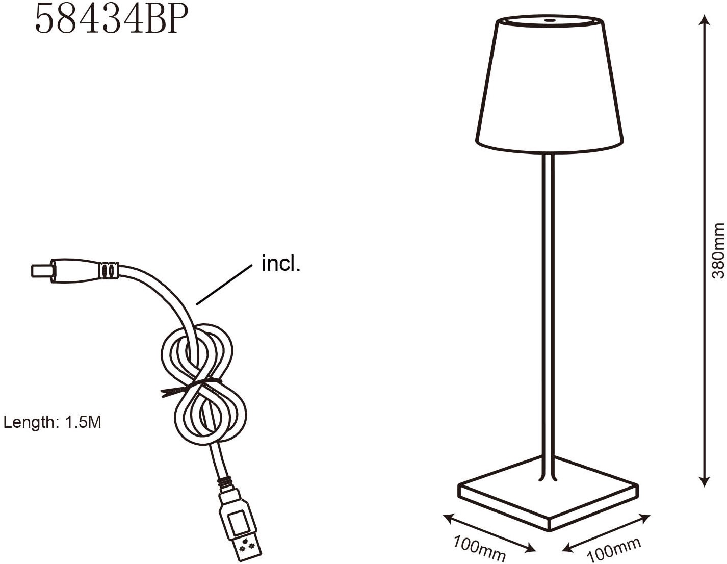 GLOBO LIGHTING LED Tischleuchte »GREGOIR«, Leuchtmittel LED-Modul | LED fest integriert, Tischlampe/Akku/IP44/Touch Ein/Aus/Touchdimmer/schwarz