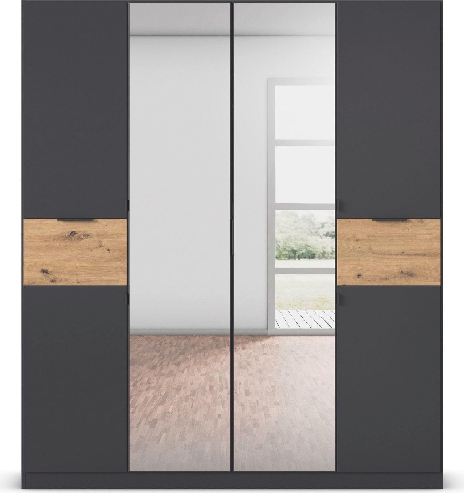 rauch Drehtürenschrank »Kleiderschrank Schrank Garderobe Wäscheschrank TICAO«, (Schubladen in der Höhe variabel positionierbar), mit 2 geräumigen Schubladen, viel Stauraum MADE IN GERMANY