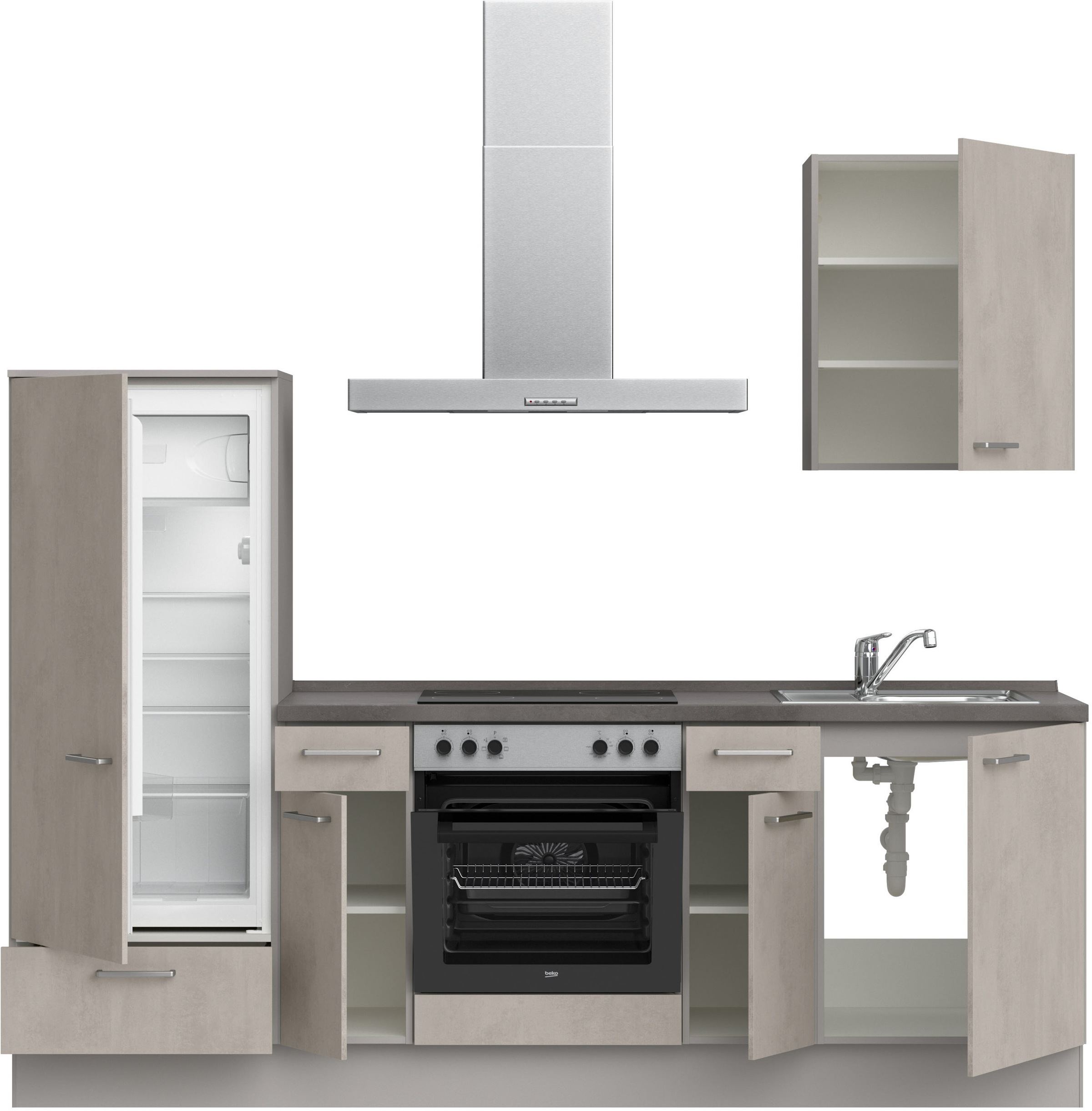 nobilia® Küchenzeile »"Riva I"« vormontiert, Ausrichtung wählbar, Breite 240 cm, wahlw. mit E-Geräten