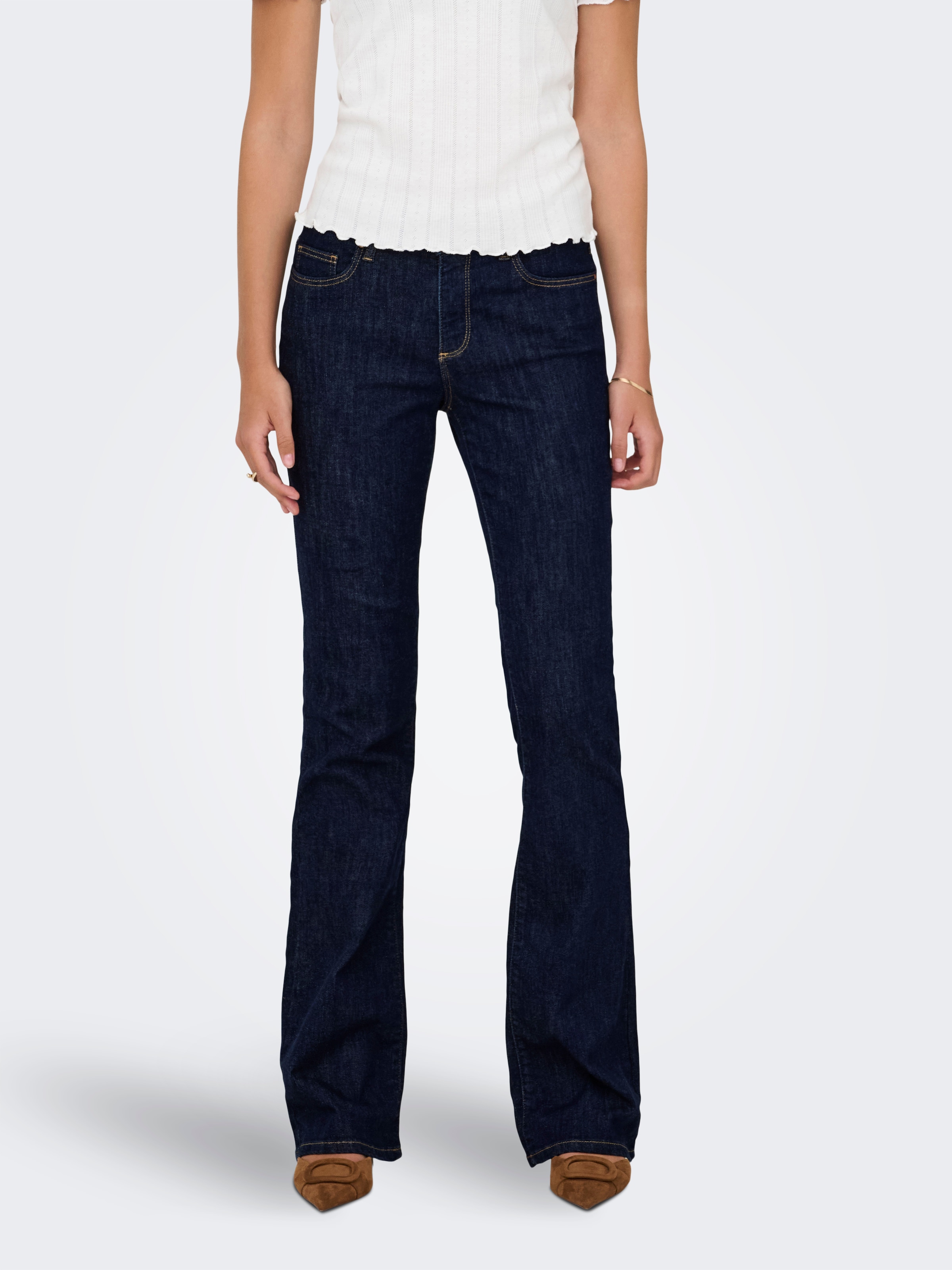 ONLY Bootcut-Jeans »ONLANNIE MID FLARED BOX DNM« mit dunkler Waschung