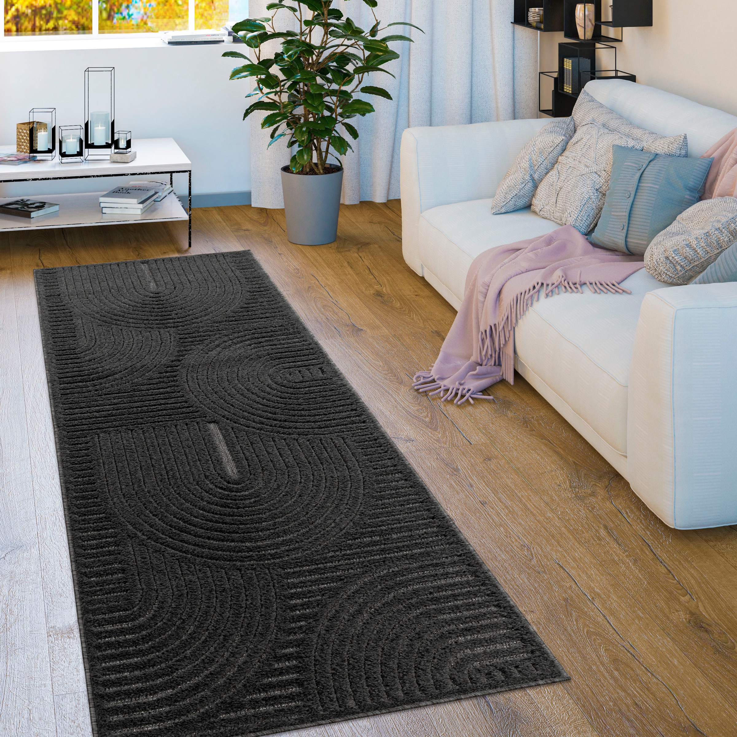 Paco Home Teppich »Livorno rechteckig, Farben, Uni online moderner kaufen geeignet Effekt, Outdoor Hoch-Tief- Scandi-Look, 674«