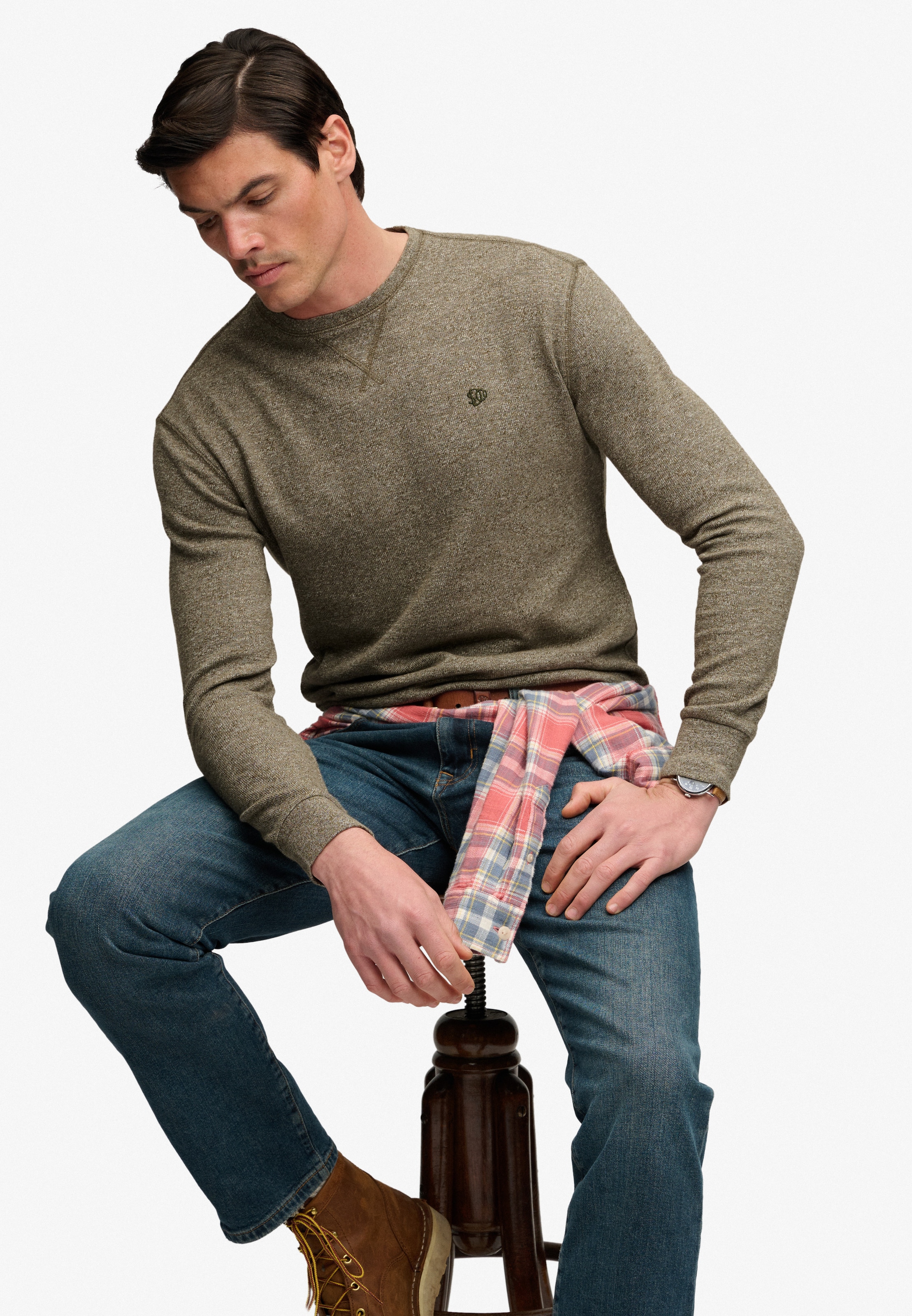 Superdry Langarmshirt »CLASSIC SLUB WAFFLE TOP« aus Baumwolle, Relaxed Fit, mit Rundhalsausschnitt