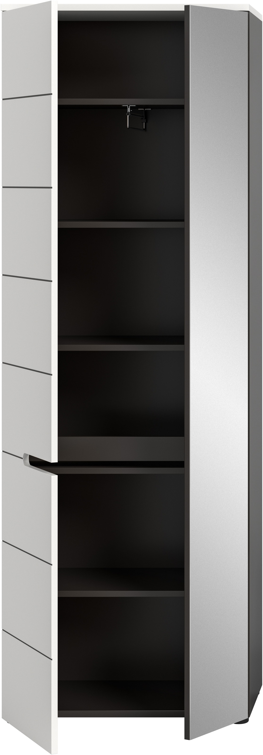 INOSIGN Garderobenschrank »REHAT, TOPSELLER!, Höhe 190cm, 2 Türen, 6 Fächer, 1 Kleiderstange«, (1 St., in verschiedenen Farben erhältlich), Garderobe, Flurschrank, Dielenschrank, Kleiderschrank, Garderobenmöbel