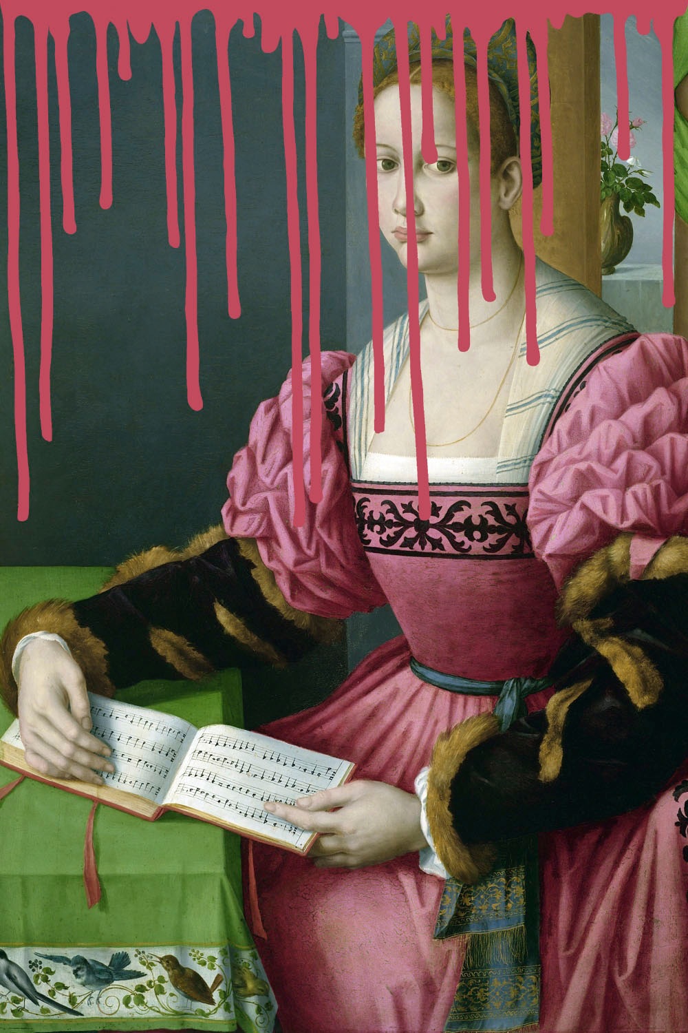 queence Acrylglasbild »Frau mit Buch mit Farbklecks«, Kunst-Gemälde-Frau-Bi günstig online kaufen