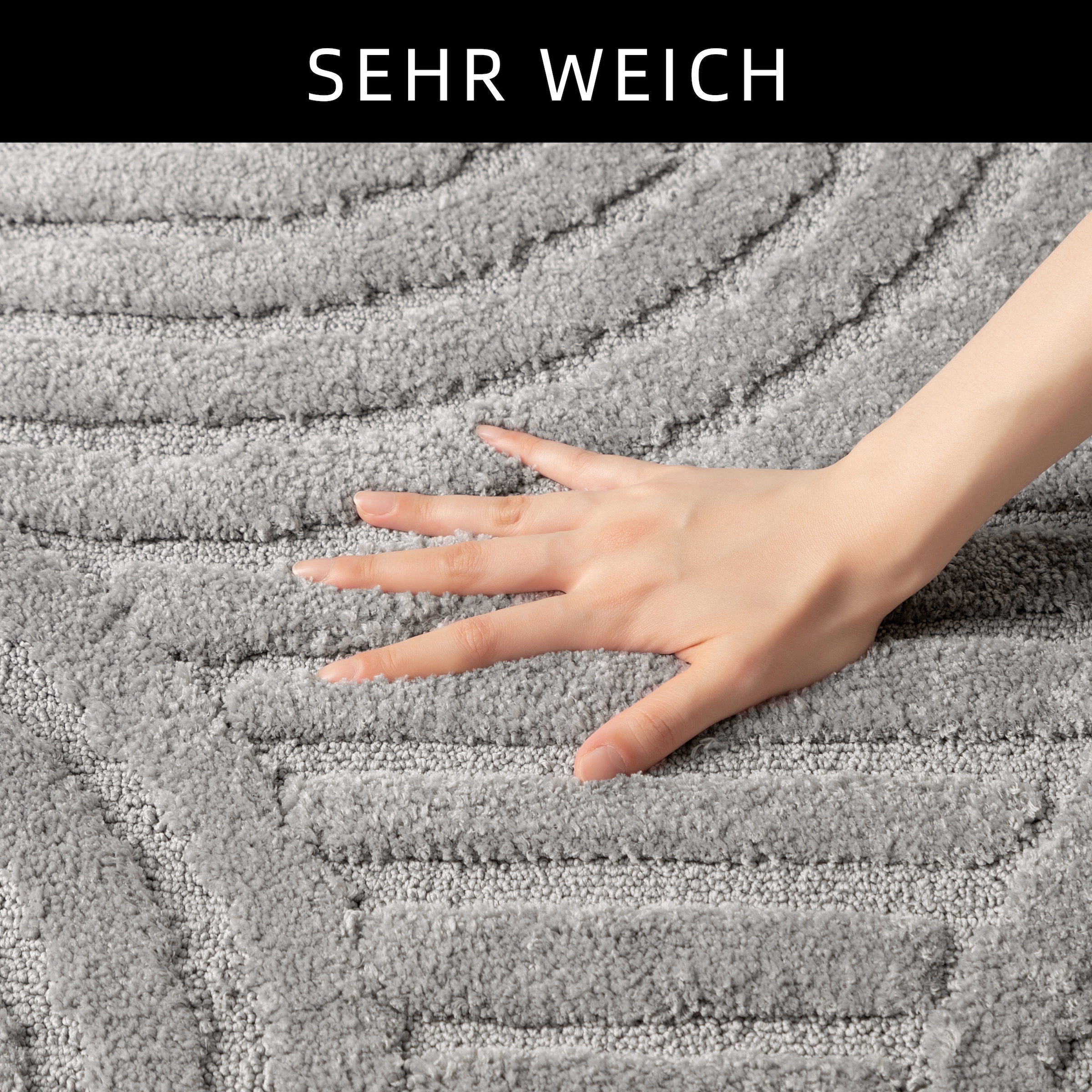 my home Badematte »Regona Scandi, Badvorleger, Badezimmer Teppich, Duschvorleger«, rutschhemmend beschichtet, strapazierfähig, Badteppich, Uni Farben, Hoch-Tief-Effekt, modernes Muster, Zen