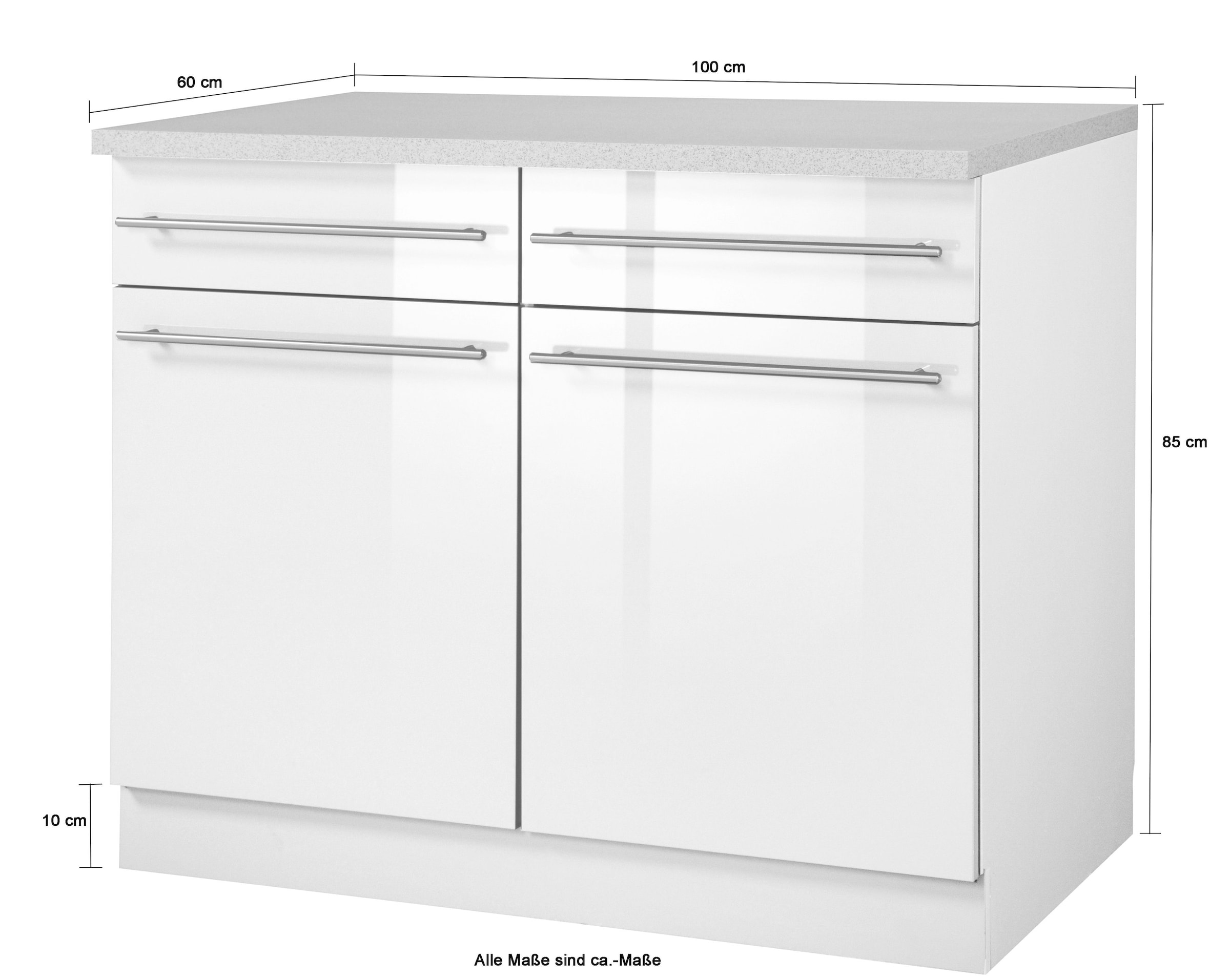 wiho Küchen Unterschrank »Chicago, TOPSELLER« 100 cm breit, 2 Schubkästen und 2 Türen, für viel Stauraum