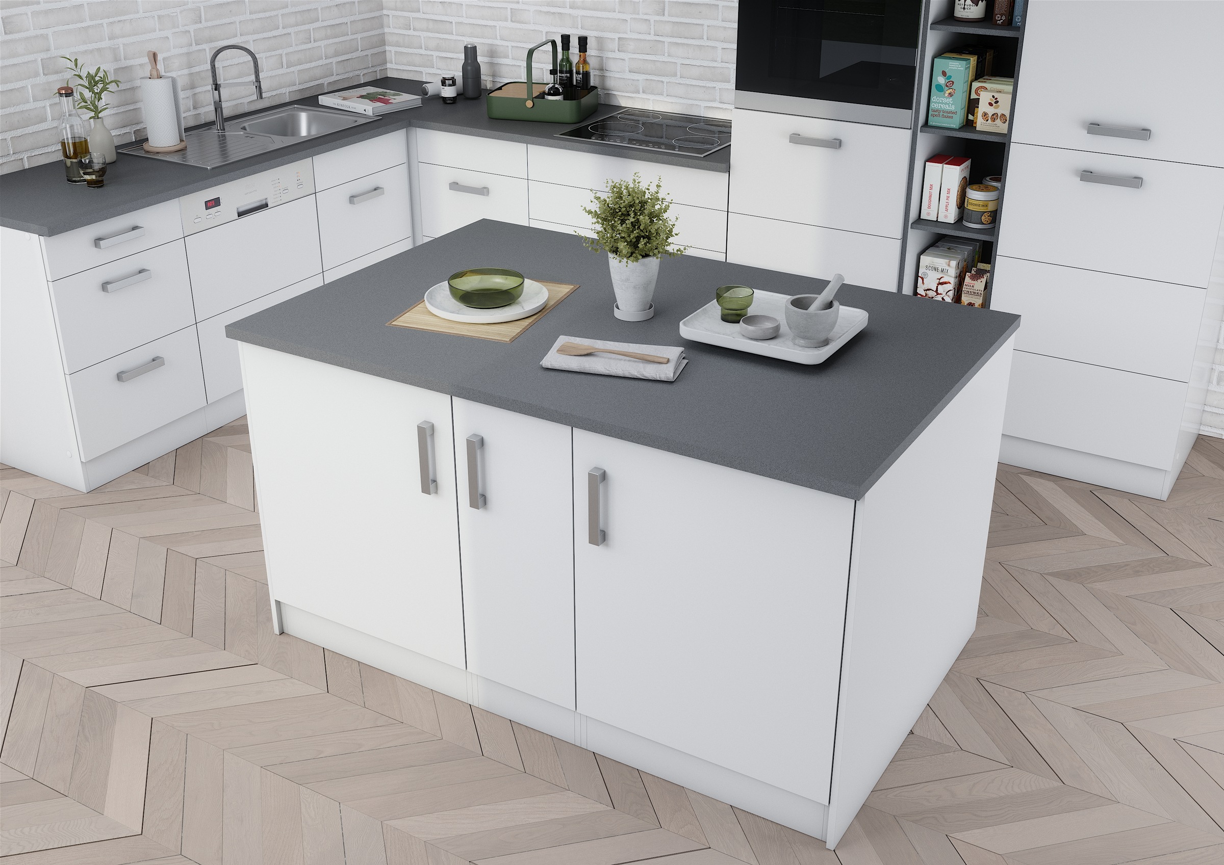 KOCHSTATION Kücheninsel »KS-Toronto« Breite 153 cm, MDF-Fronten, Flaschenre günstig online kaufen