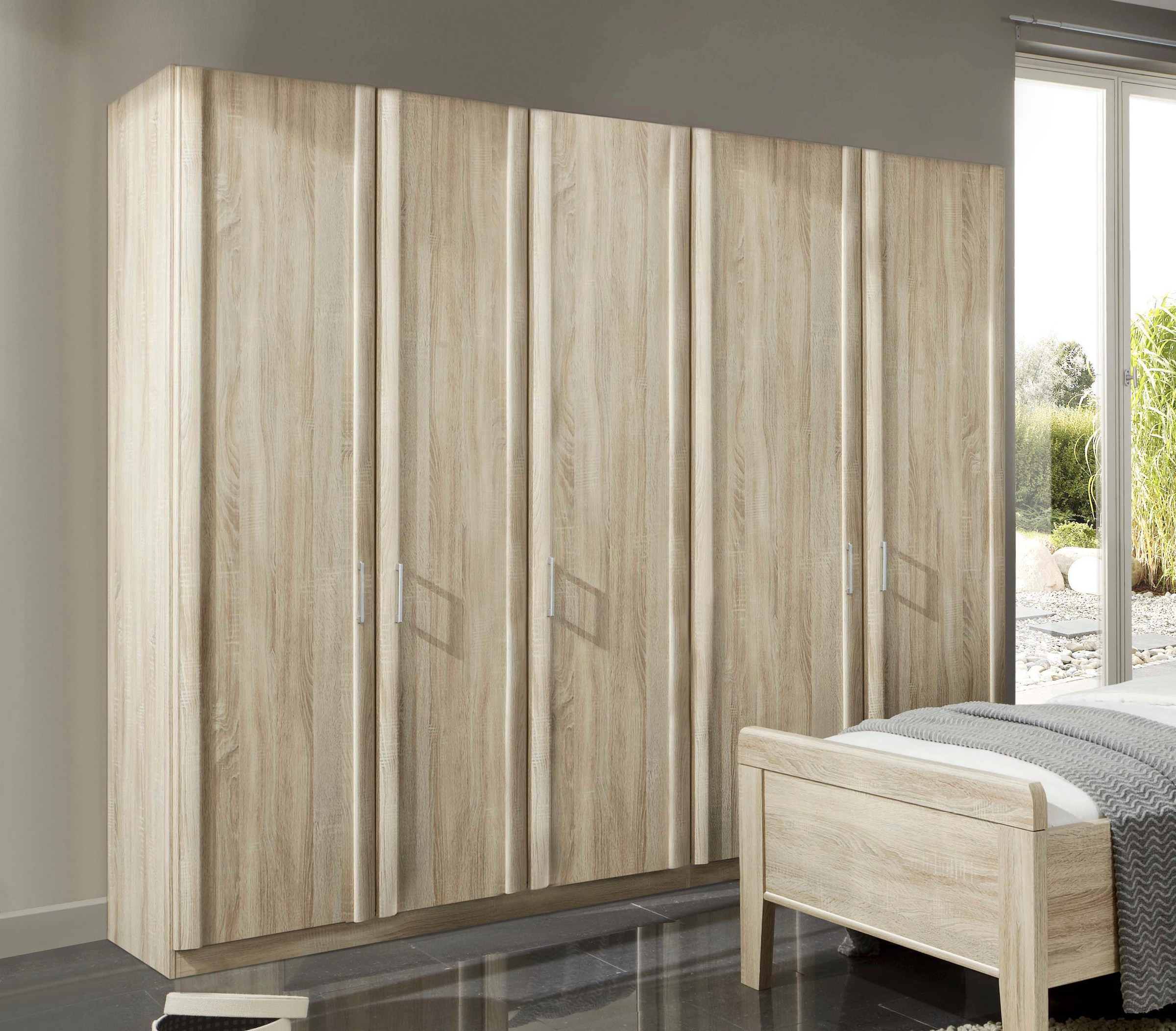 Kleiderschrank WIEMANN "Meran", beige (eiche, sägerau), B:246,3cm H:196cm T:58cm