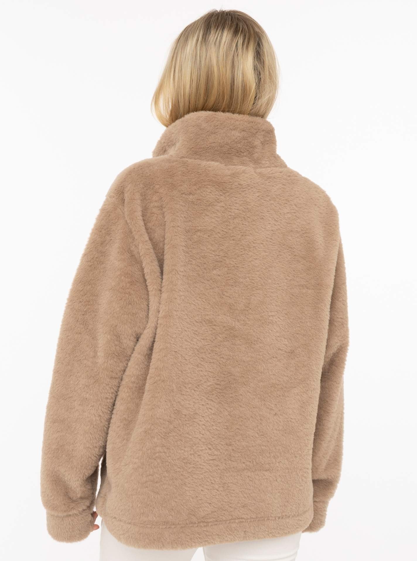 Zwillingsherz Troyer »"ZH"« Fake Fur Optik, Stehkragen mit pinkem Reißverschluss und Patch