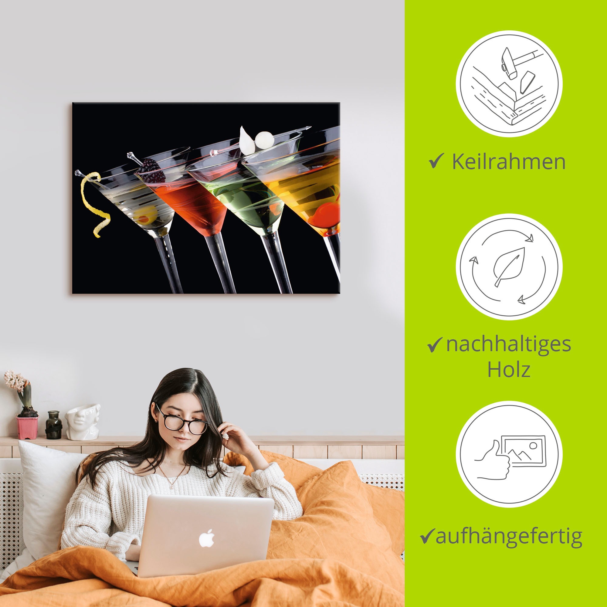 Artland Wandbild »Klassische Martini - Cocktail«, Getränke, (1 St.), als Leinwandbild, Poster, Wandaufkleber in verschied. Größen