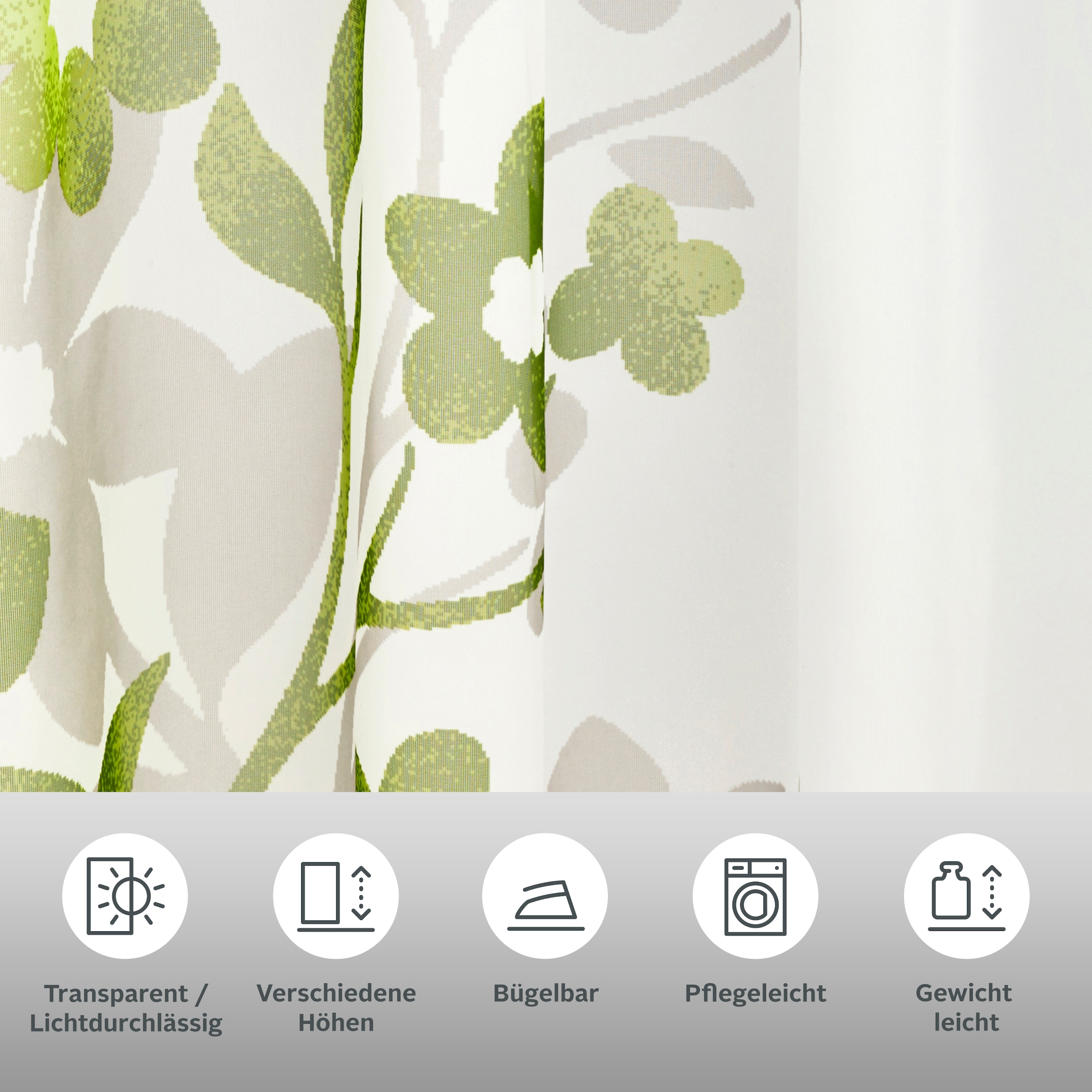 OTTO home Gardine »Ina« Schlaufen 2 Stk. tlg. 2-er Set, einseitig floral bedruckt, Voile, Blumen