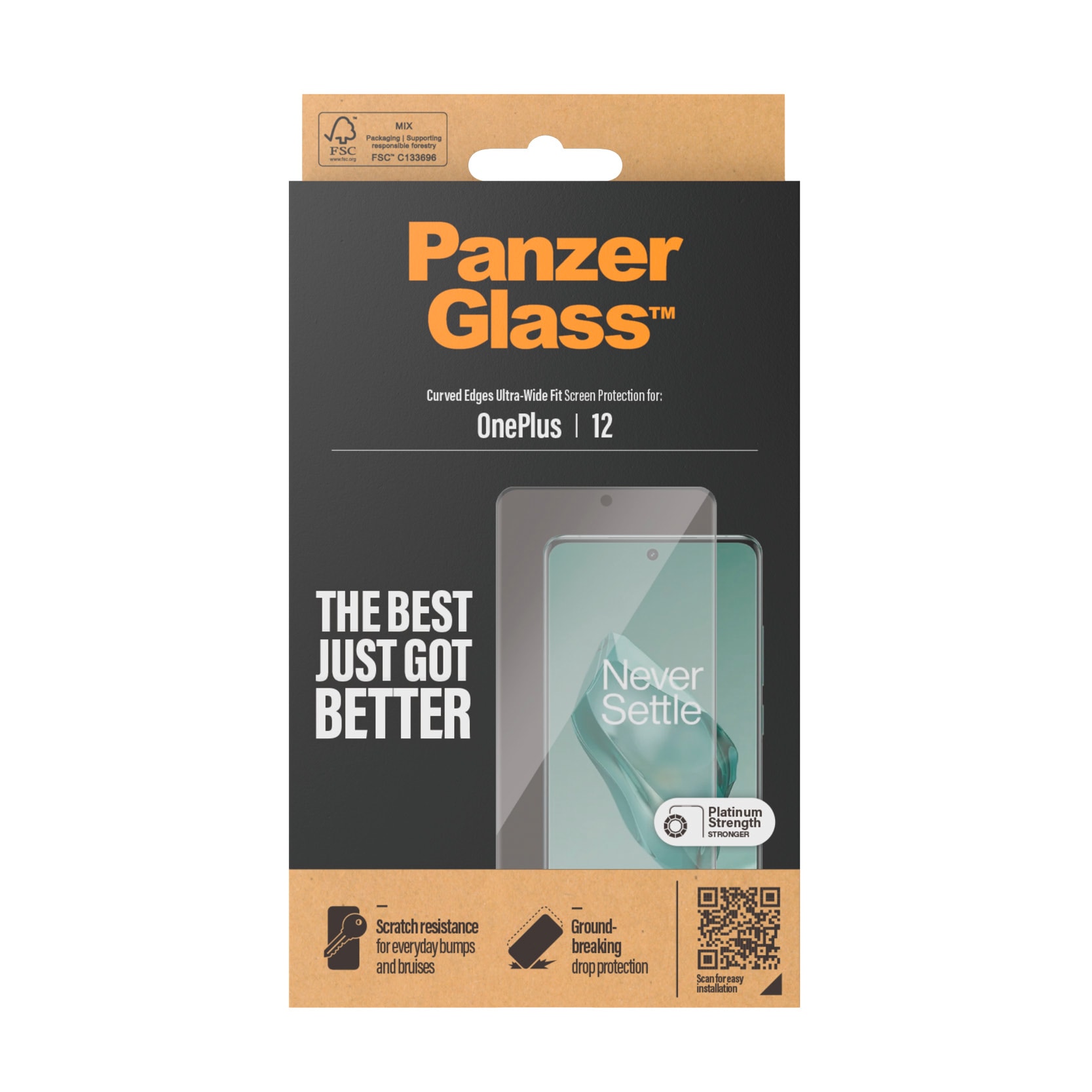 PanzerGlass Displayschutzglas »Curved Edges Ultra-Wide Fit Screen Protection« für OnePlus 12 Displayschutzfolie, Schutzfolie, Bildschirmschutz, kratz- & stoßfest