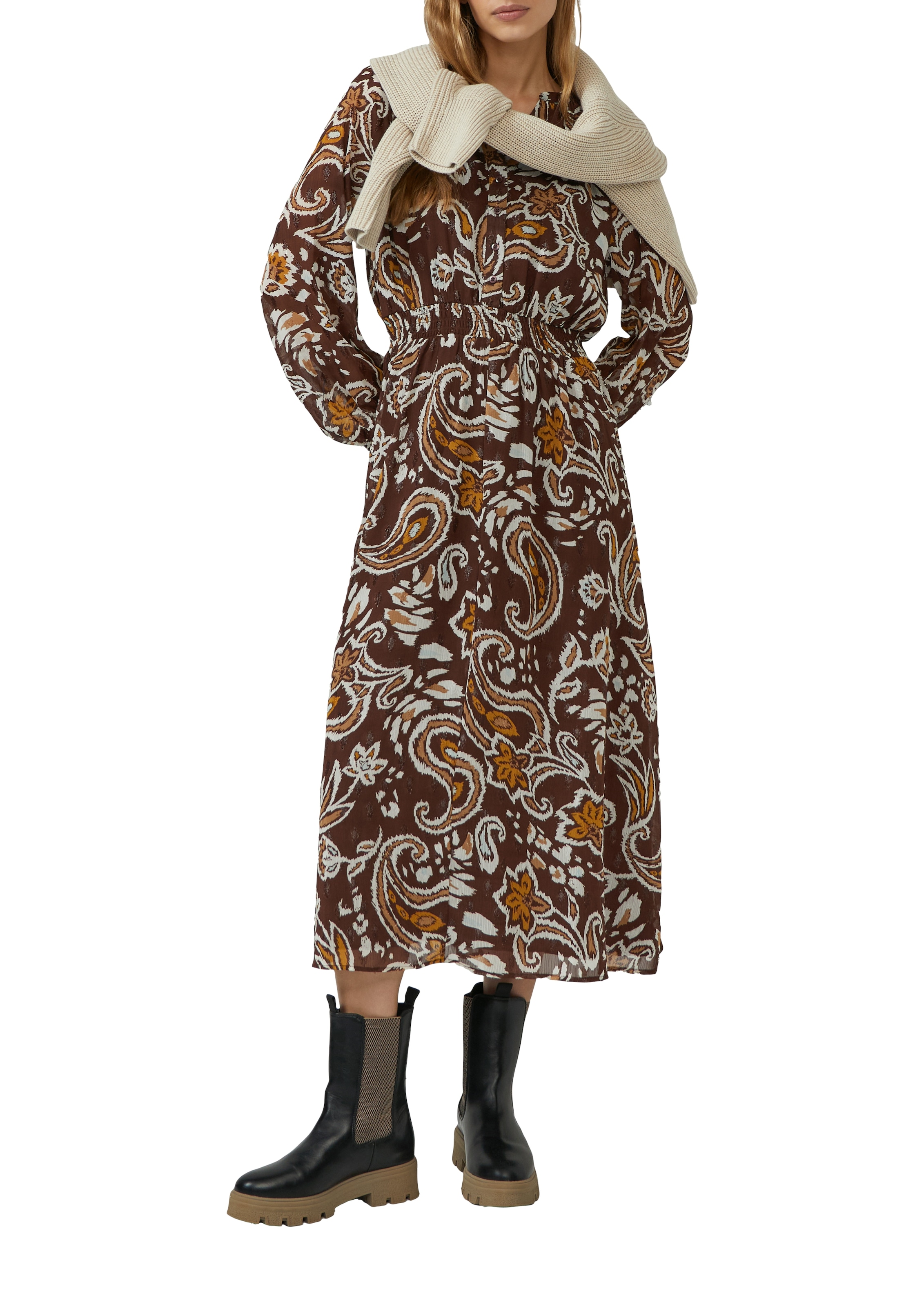 s.Oliver Chiffonkleid Ohne Taschen mit Effektgarn im Relaxed Fit