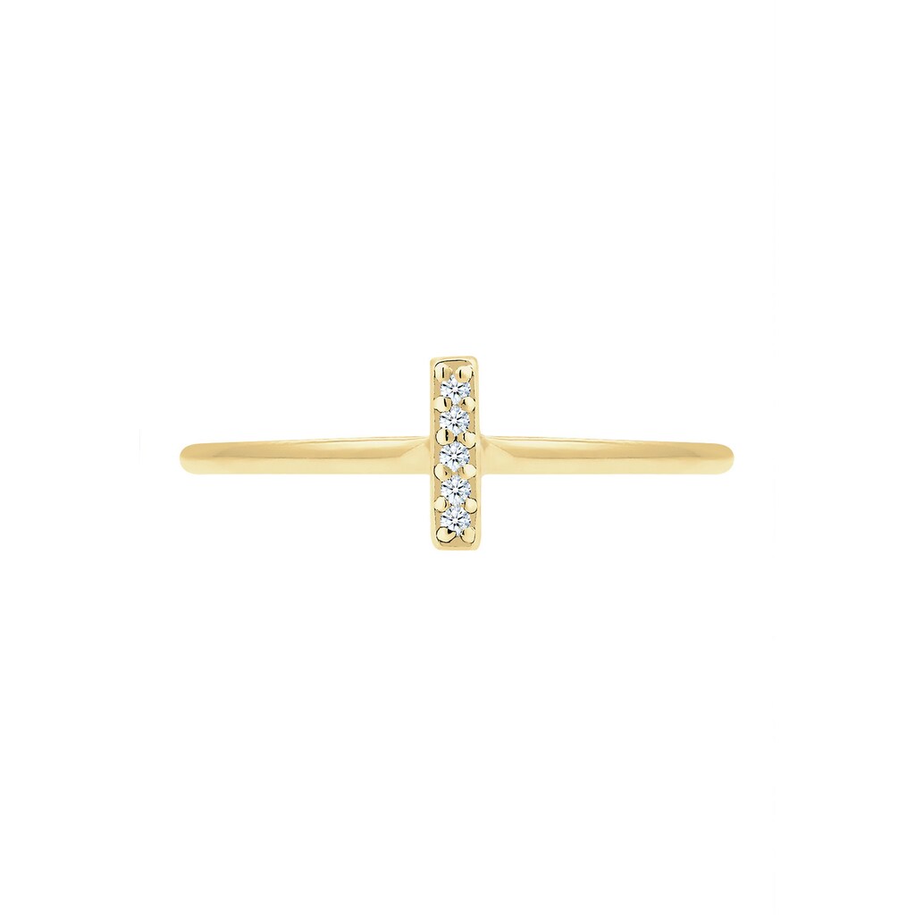 Elli DIAMONDS Diamantring »Kreuz Symbol Geo Diamant (0.025 ct.) 375 Gelbgold«