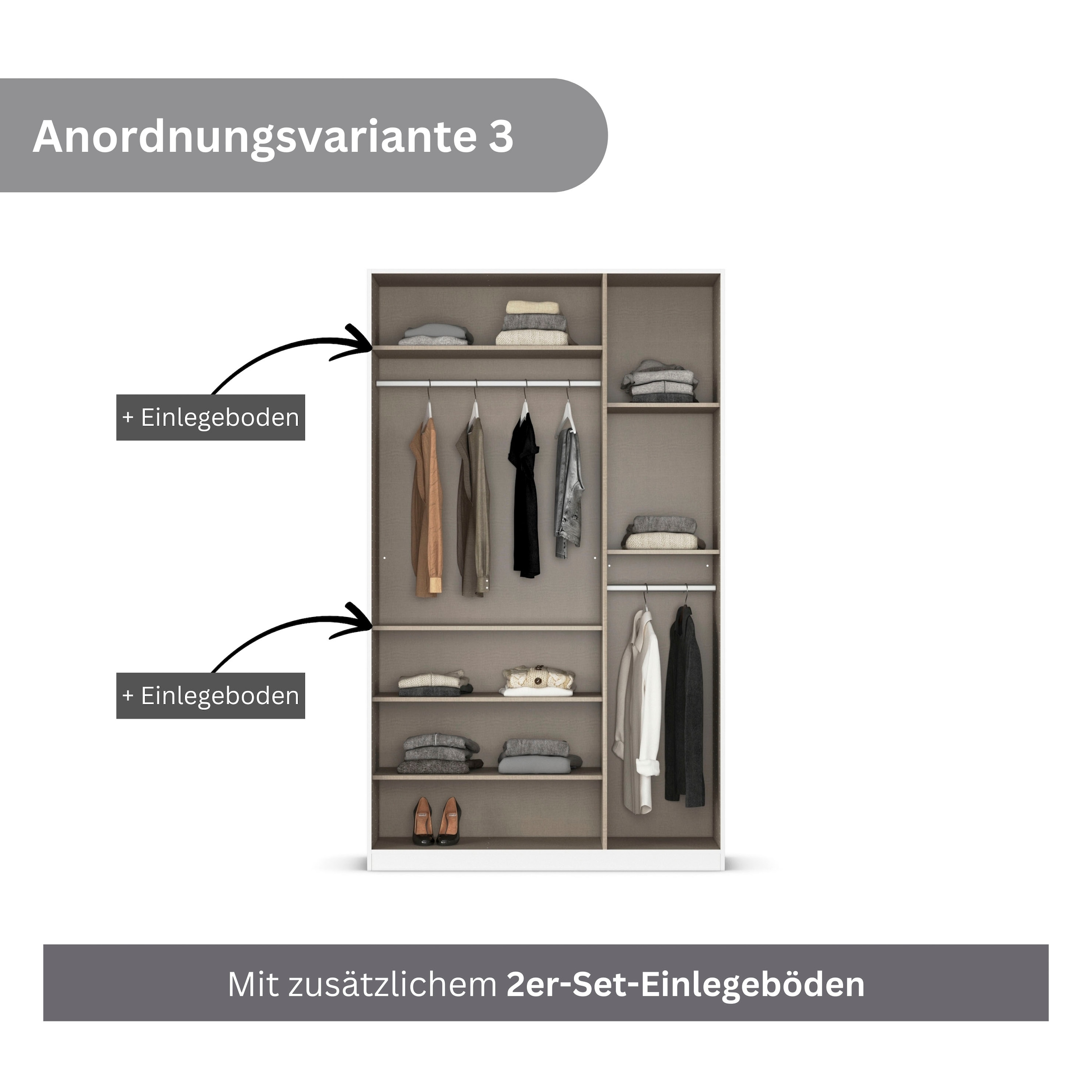 rauch Drehtürenschrank »Kleiderschrank Schrank Garderobe AGORDO TOPSELLER Schlafzimmer«, (in zwei Griff-Farben mit Dekor- oder Hochglanzfront), durchdachte Innenausstattung, in 6 Breiten und 2 Höhen MADE IN GERMANY