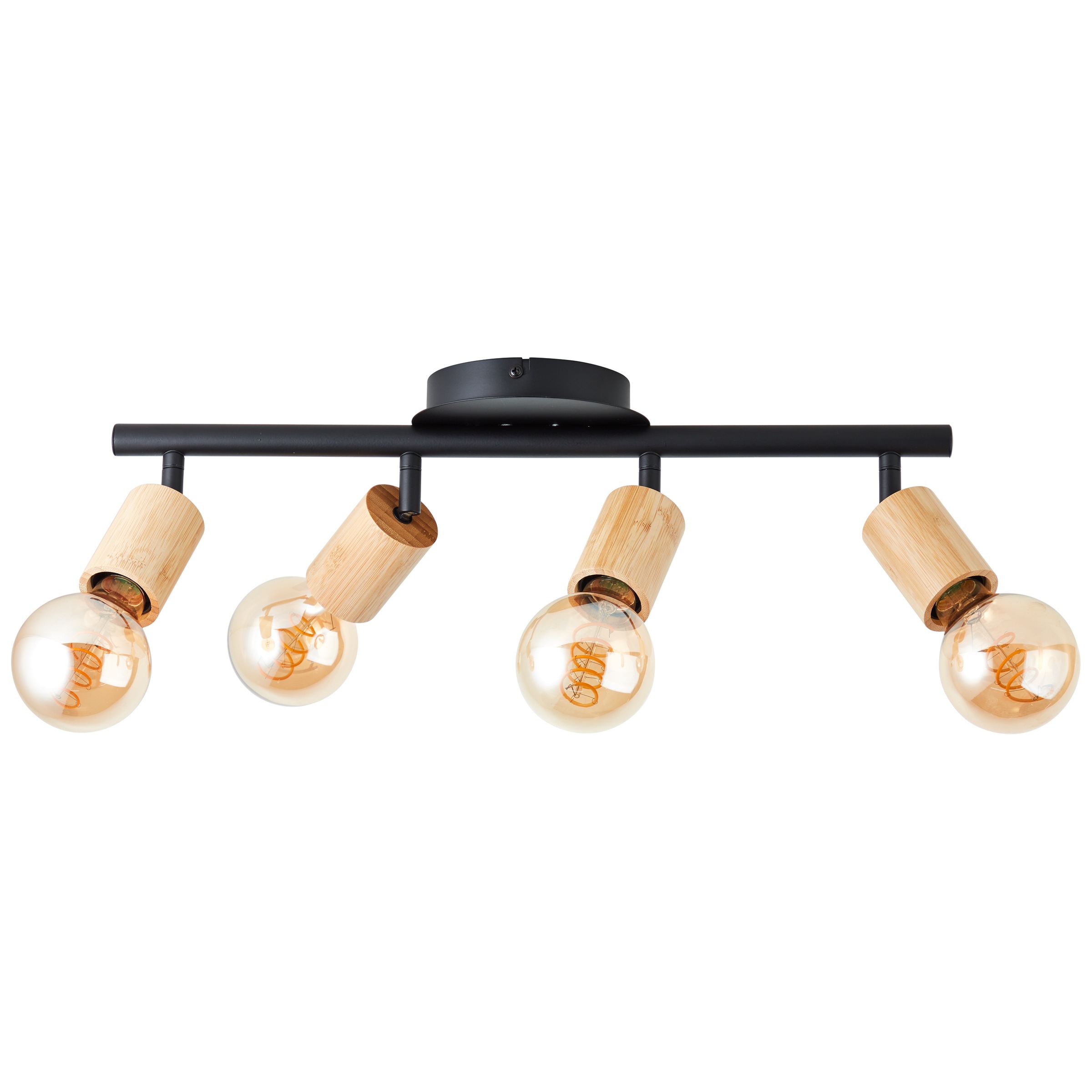 Brilliant Deckenstrahler »Tiffany«, 4 flammig, Leuchtmittel E27 | ohne Leuchtmittel, Deckenstrahler, 12 x 49 x 14 cm, E27, schwenkbar, Metall/Holz, schwarz