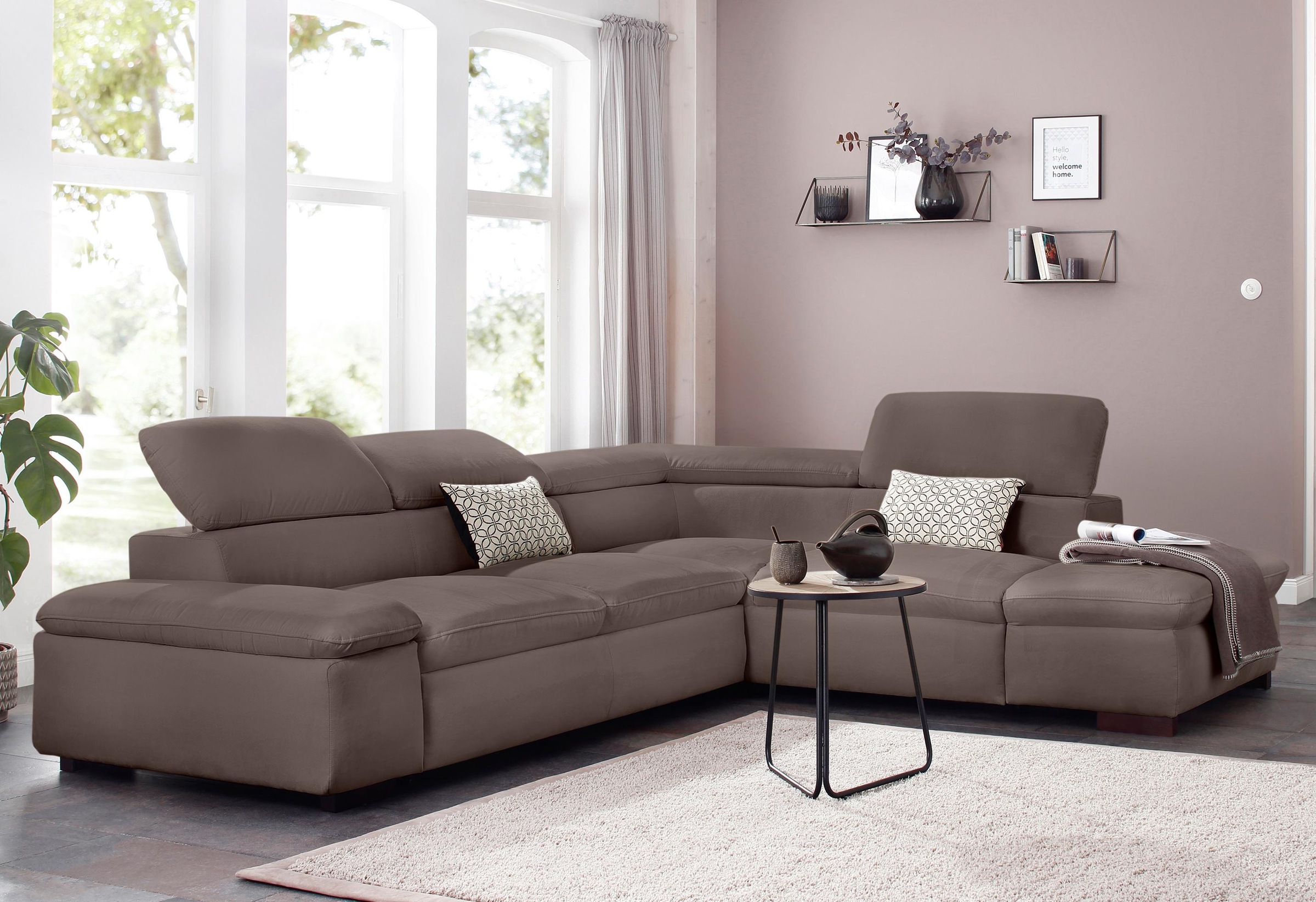 Home affaire Ecksofa »Alberto L-Form«, mit Kopfteilverstellung, wahlweise mit Bettfunktion