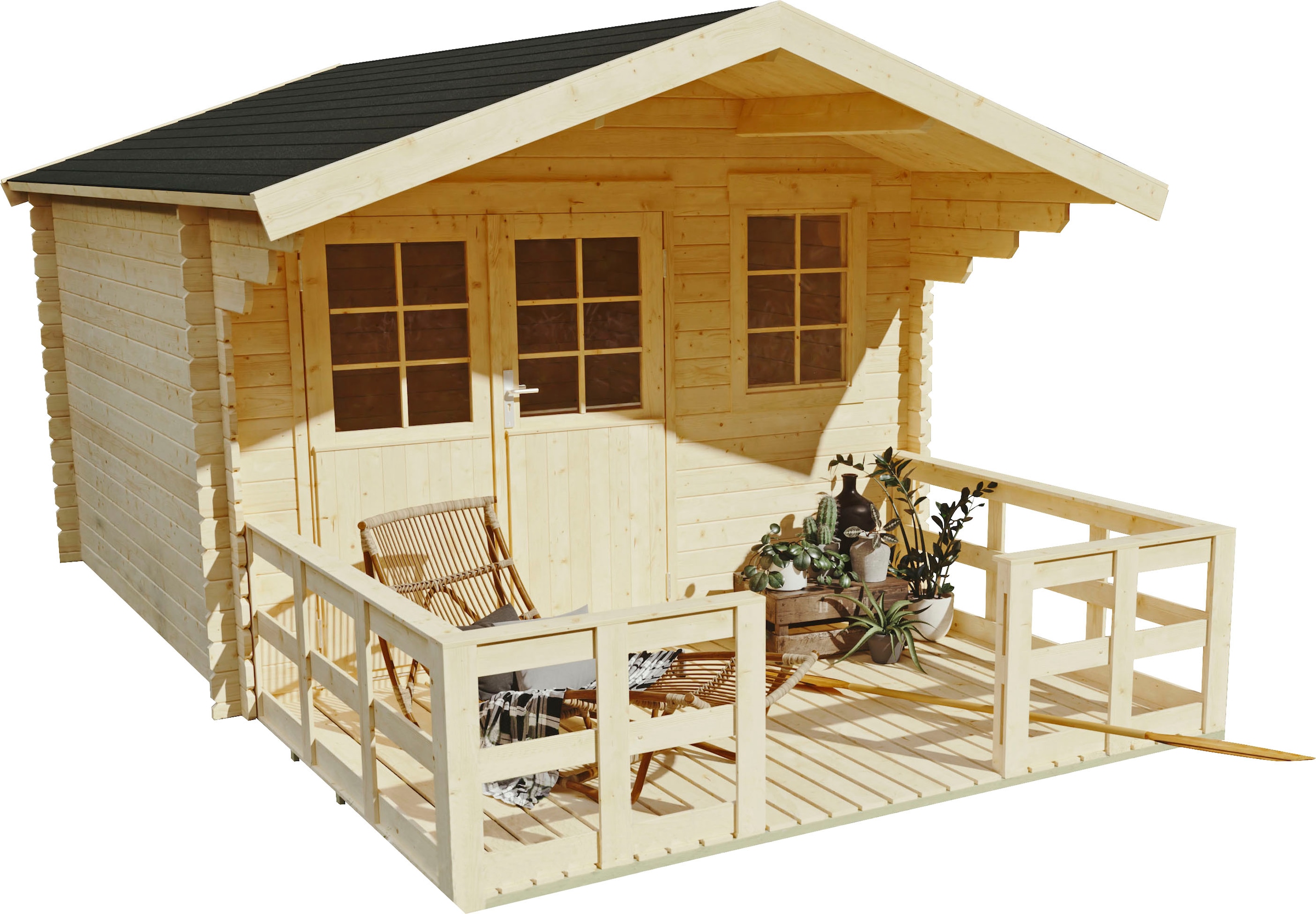 Kiehn-Holz Gartenhaus »Kallenberg 2«, (Set, und online kaufen Fußboden) Vordach mit Terrasse