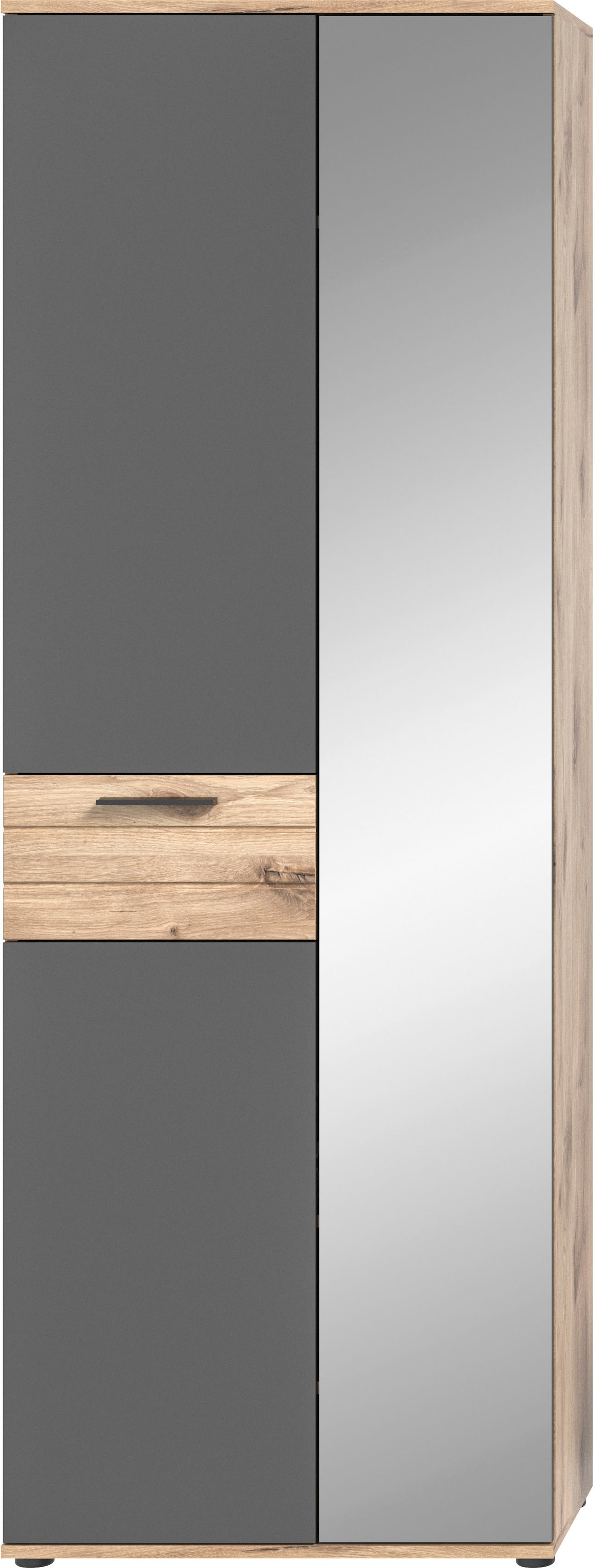 INOSIGN Garderoben-Set »Riga, Breite 280 cm, hochwertige Rillenfräsung, 5-teilig, best. aus:«, (Set, 5 St.), Garderobenschrank, Sitzbank, Paneel, Garderobenspiegel, Schuhkommode