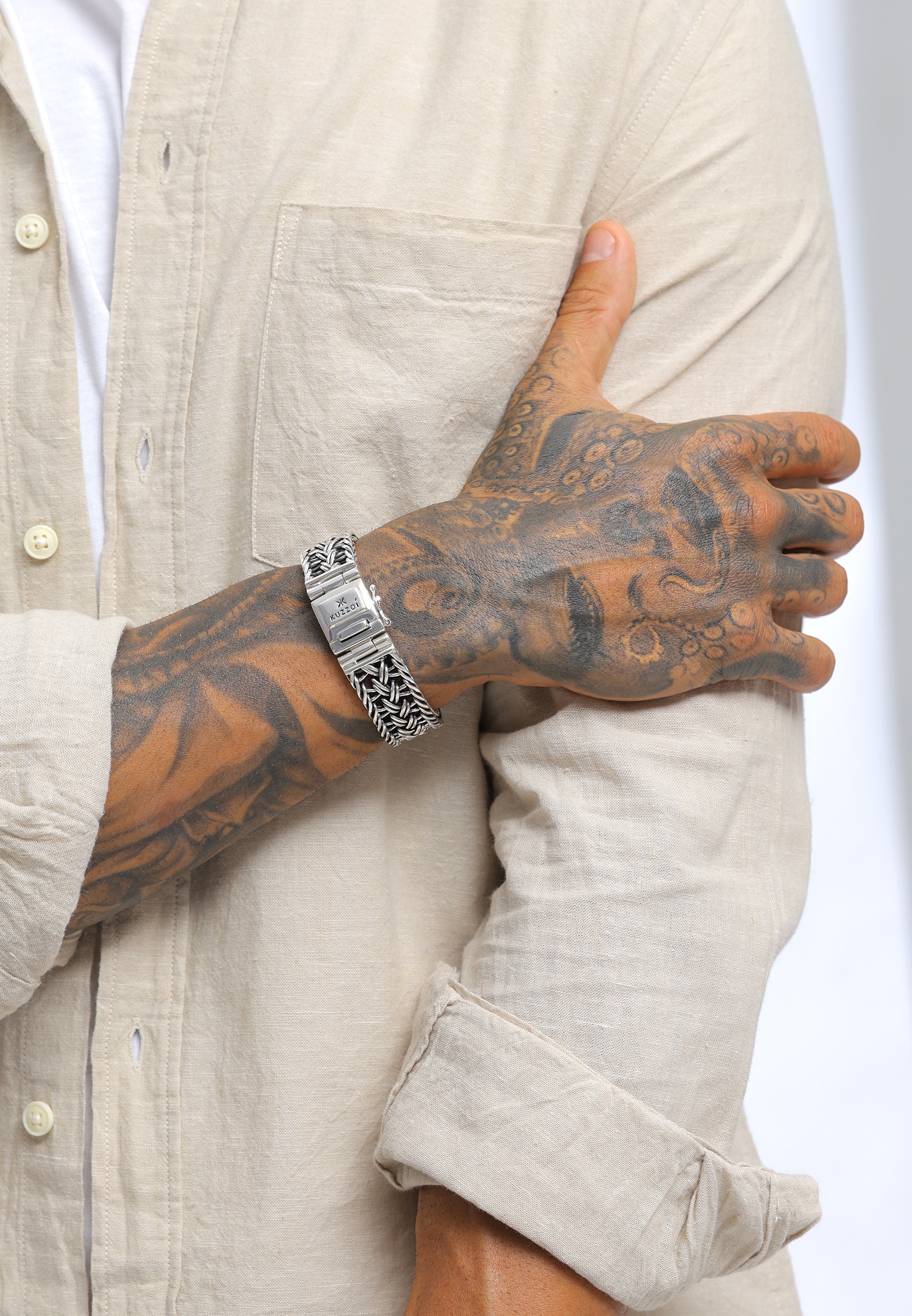 Kuzzoi Armband »Herren Maskulin 925 Sterling Silber Oberfläche oxidiert«