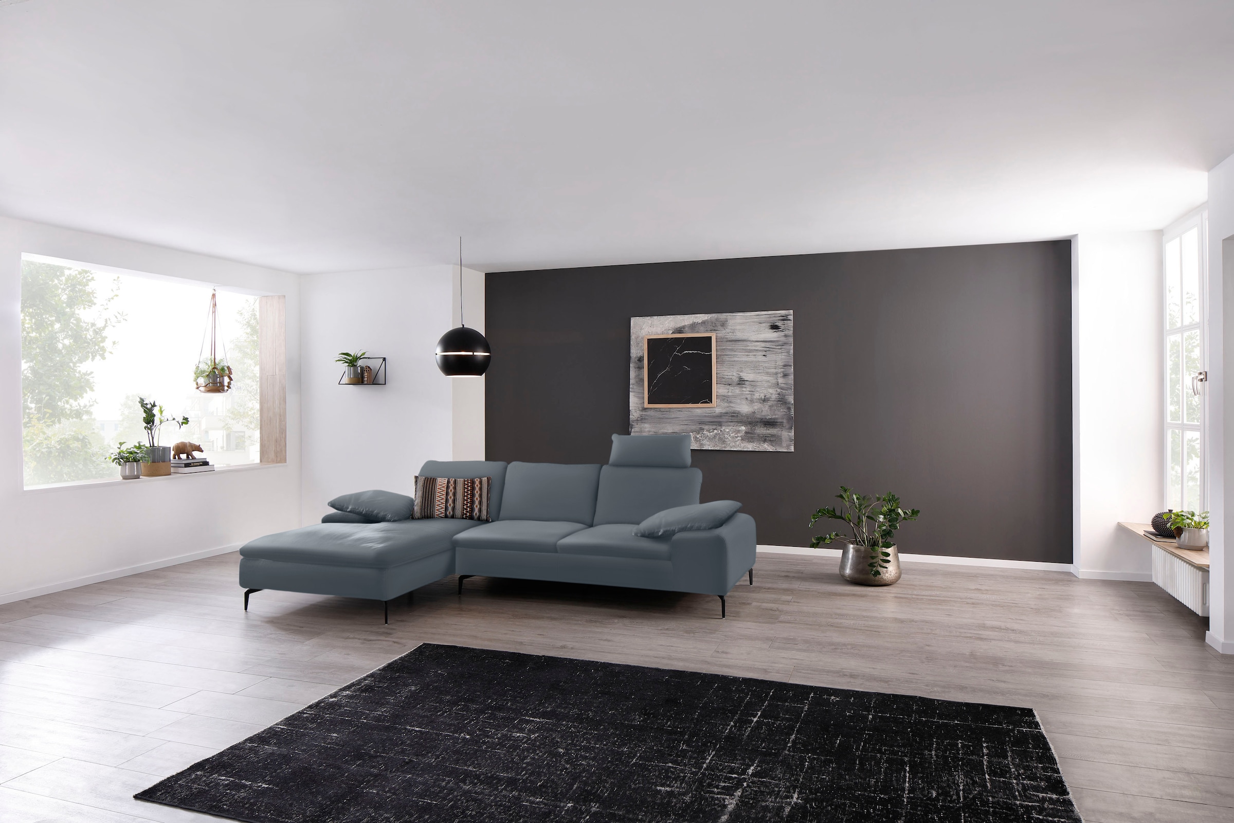 W.SCHILLIG Ecksofa »valentinoo, Designsofa, bequem, elegant und zeitlos, L-Form«, (Set), inklusive Hocker, mit Sitztiefenverstellung, Breite 299 cm