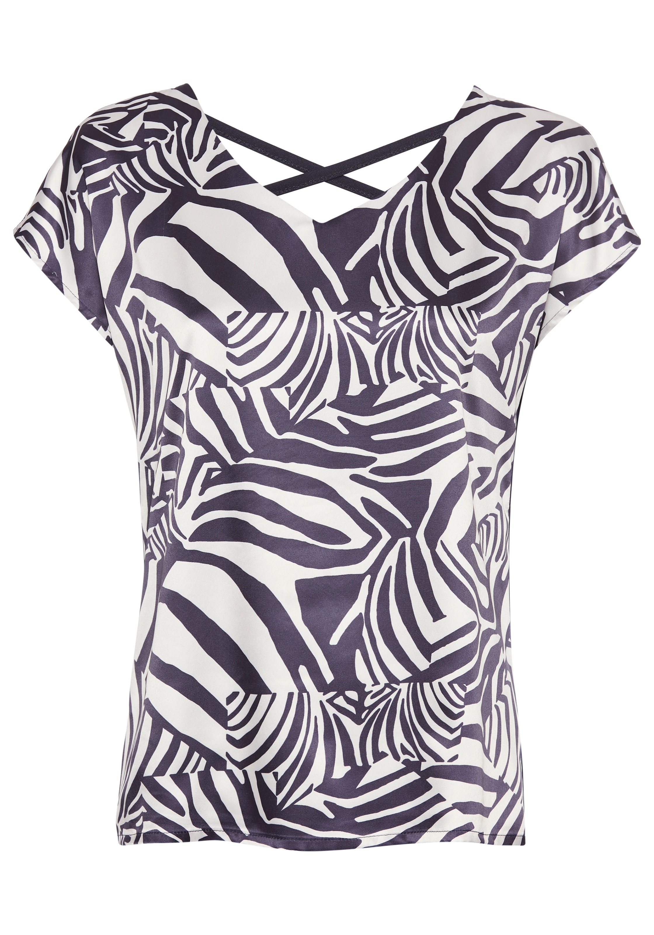 Laura Scott Shirtbluse, in Shirt-Optik, vorne leichtglänzender Satin - NEUE KOLLEKTION