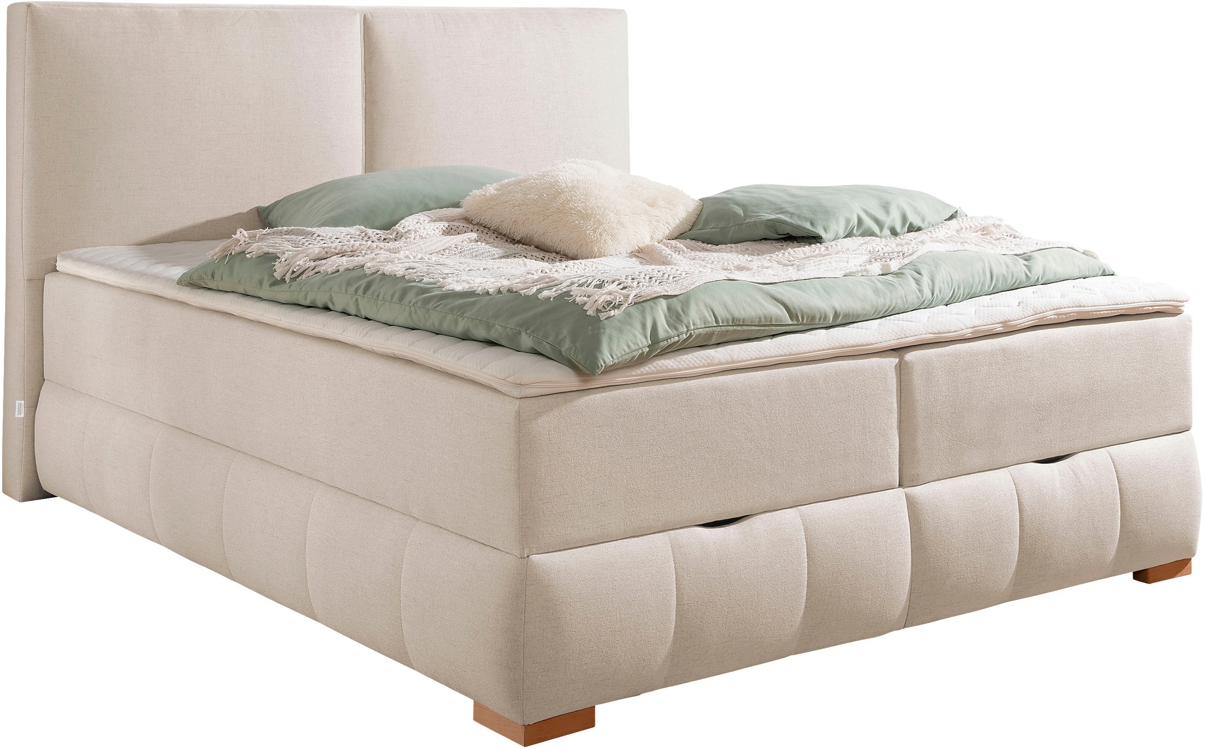 Boxbett, beige Bonellfederkern H2