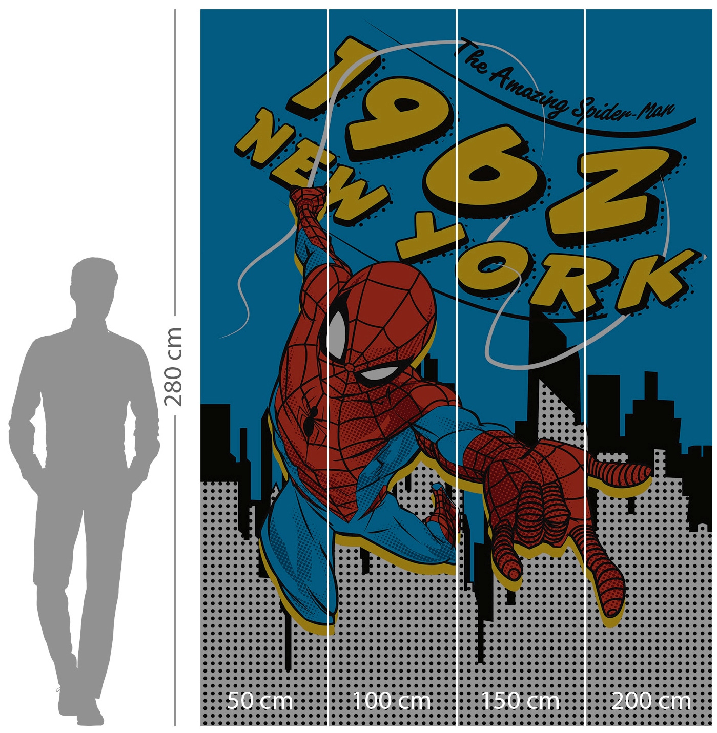 Komar Vliestapete »Digitaldruck Vlies - Spider-Man 1962 - Größe 200 x 280 cm«, bedruckt, Kinderzimmer