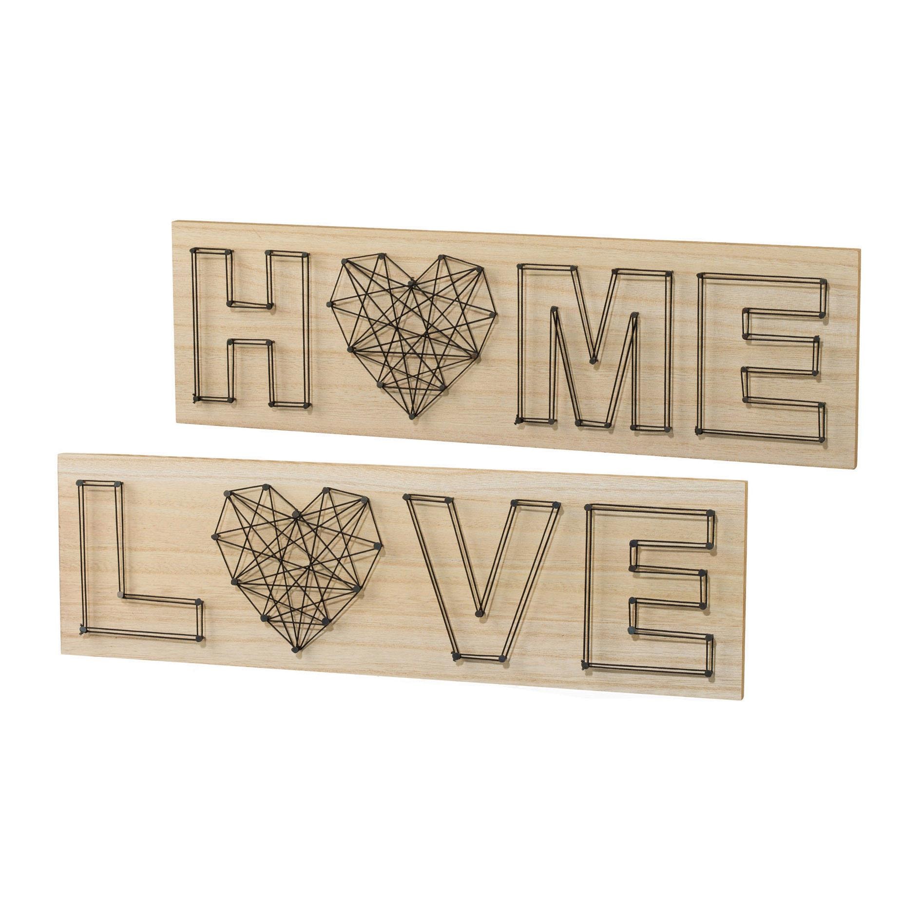 Creativ home Holzbild Set, 2 Stk. tlg. Wanddeko, aus Holz, mit Schriftzug günstig online kaufen