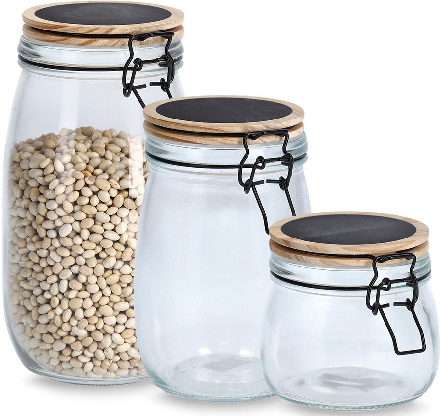 Zeller Present Vorratsglas Set, 3 Stk. tlg. Bügelverschluß, 500ml, 1000ml, günstig online kaufen