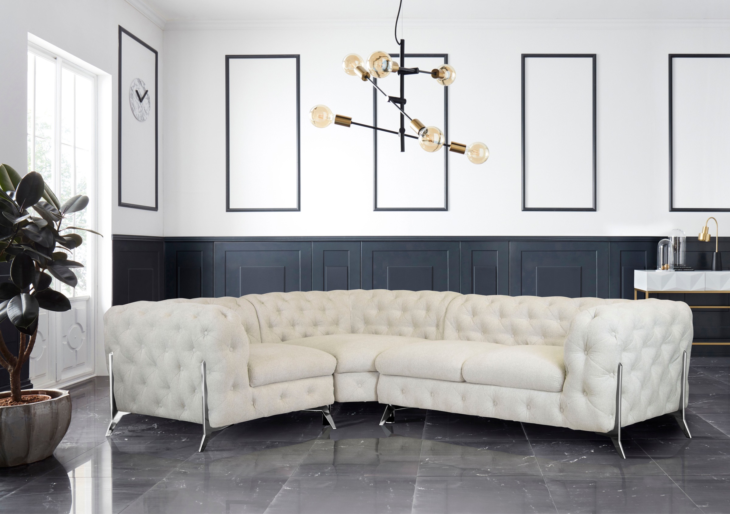 Home affaire Chesterfield-Sofa »Amaury L-Form« moderne Chersterfield-Optik, günstig online kaufen